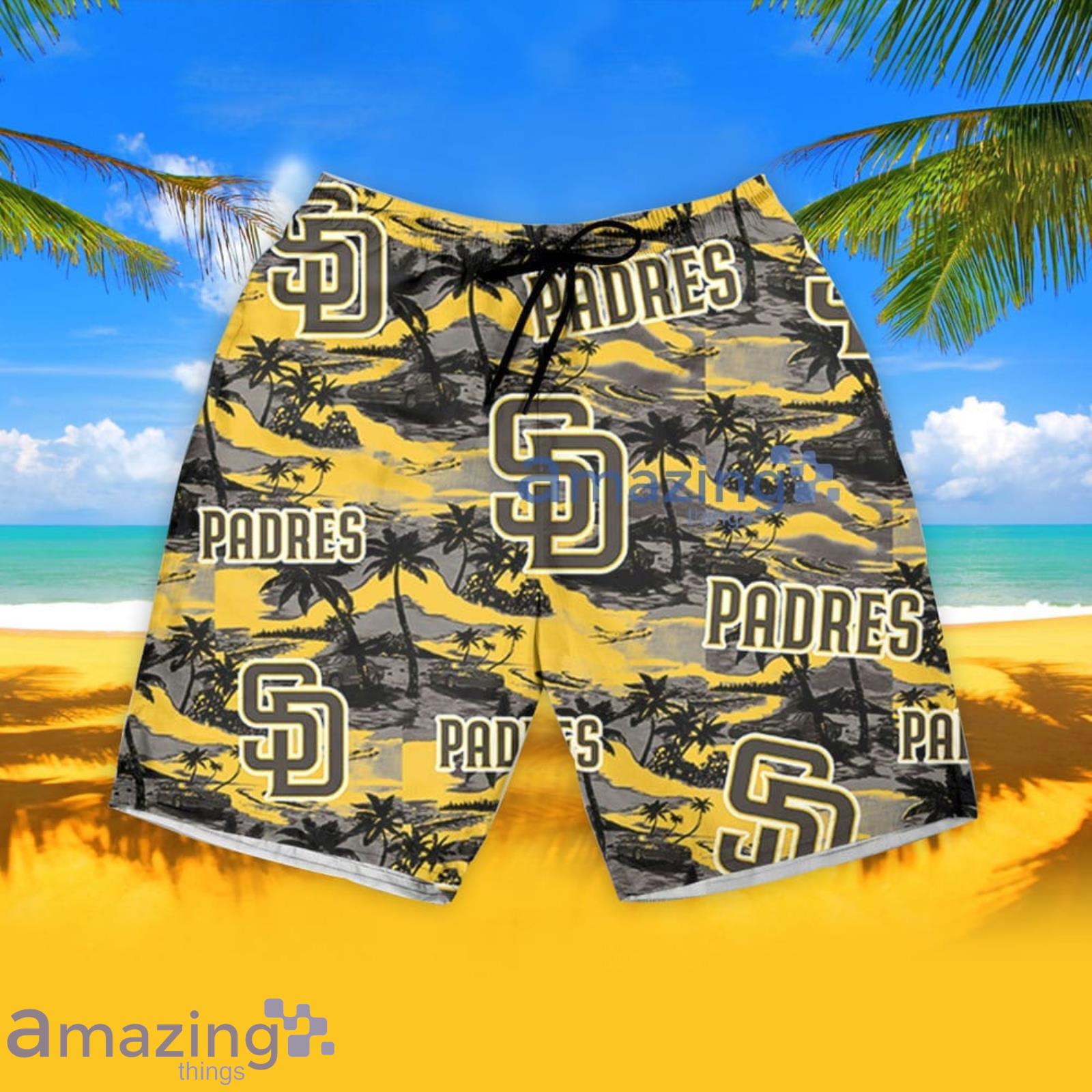 San Diego Padres Vintage Sea Island Pattern Hawaiian Shirt And Shorts Gift  For Summer