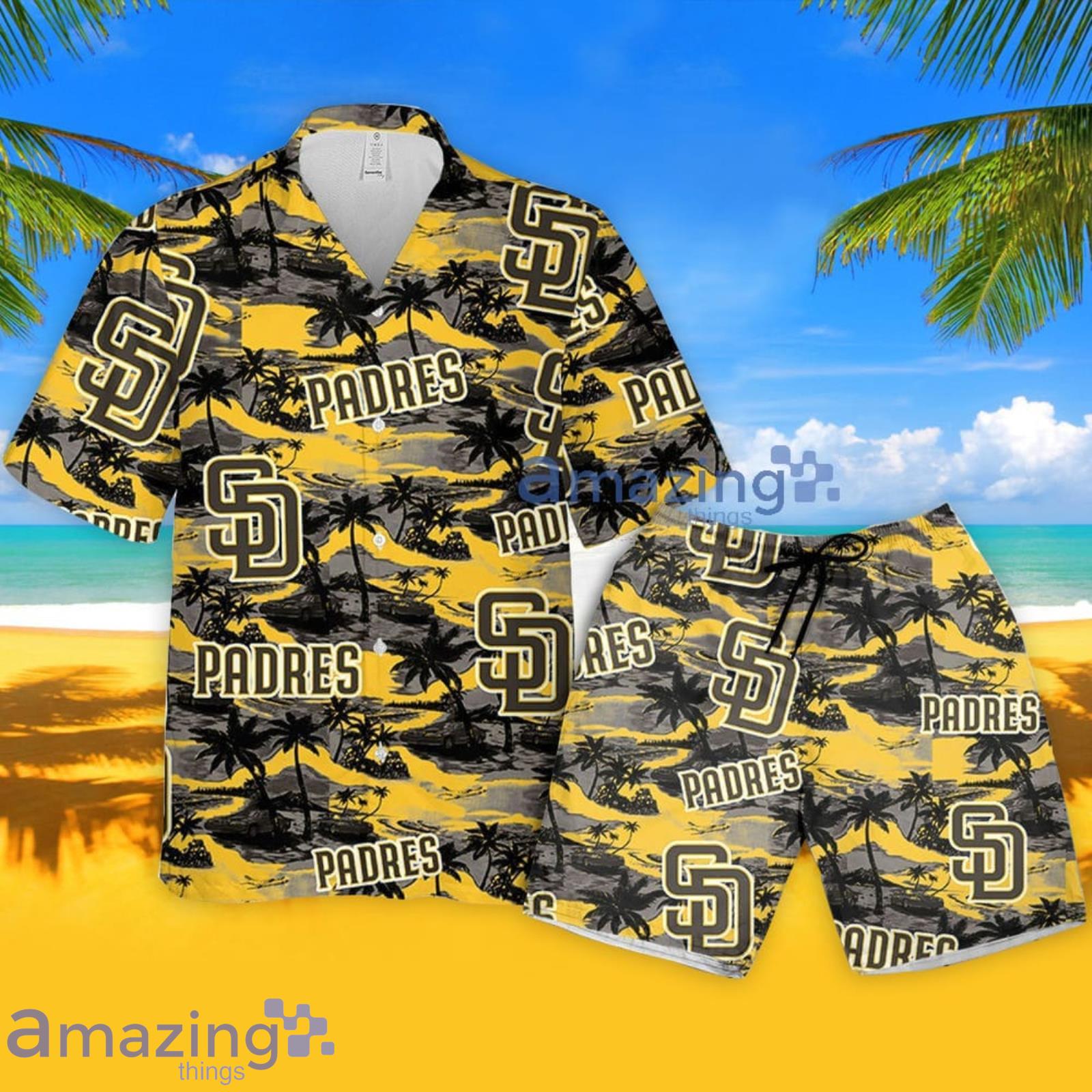 San Diego Padres Sea Island Pattern Hawaiian Shirt And Shorts Summer Gift  For Padres Baeball Jersey