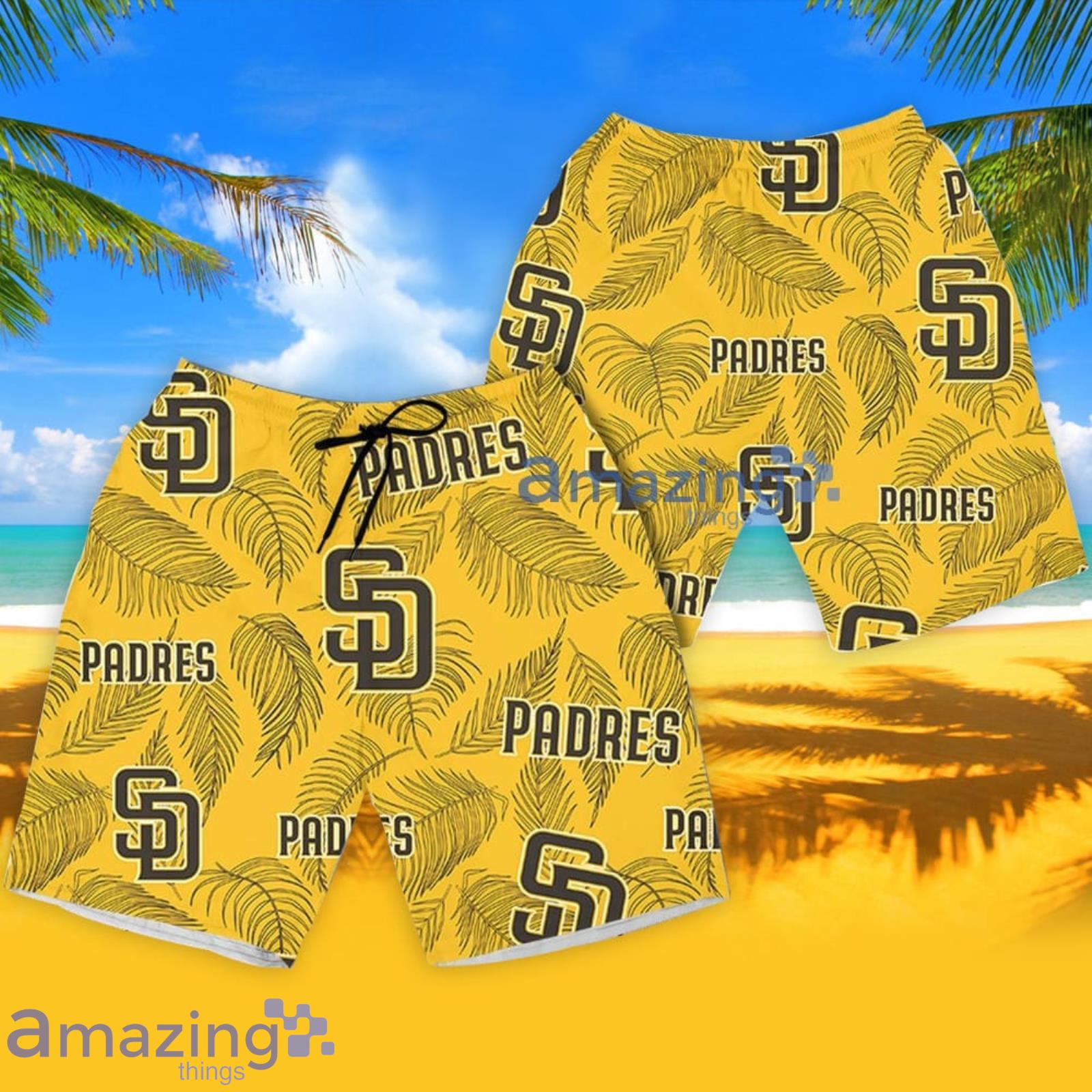 San Diego Padres Hawaiian Shirt Palm Leaves Pattern, Vacation Gift