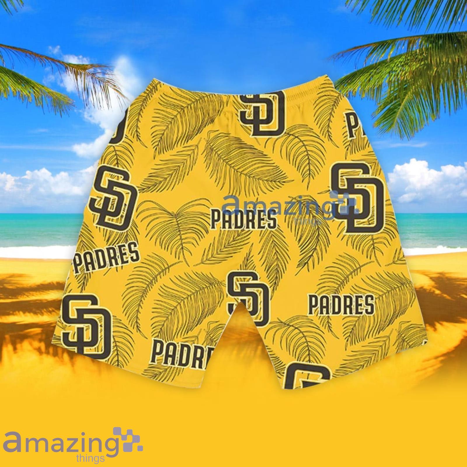 San Diego Padres Hawaiian Shirt Palm Leaves Pattern, Vacation Gift