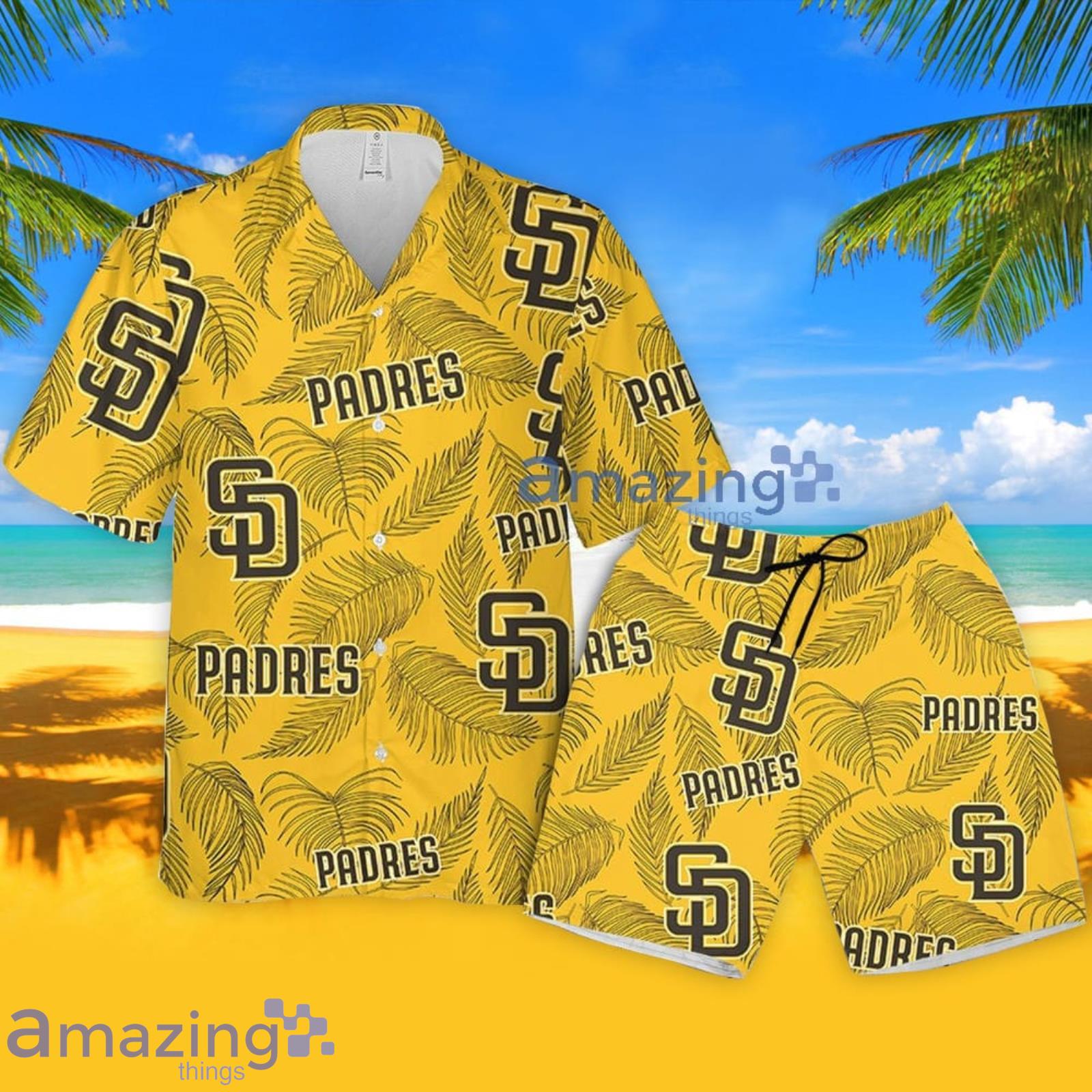 San Diego Padres Hawaiian Shirt Palm Leaves Pattern, Vacation Gift