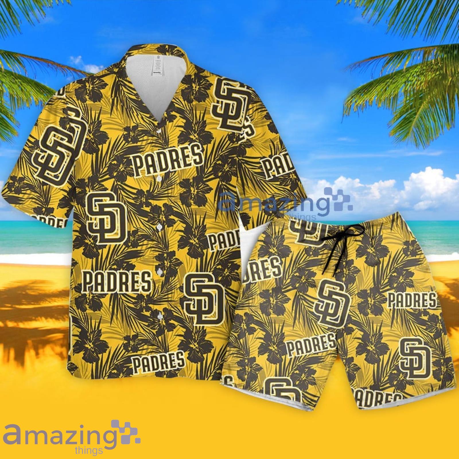 San Diego Padres Tropical Flower Pattern Hawaiian Shirt And Shorts Summer  Gift For Padres Baeball Jersey