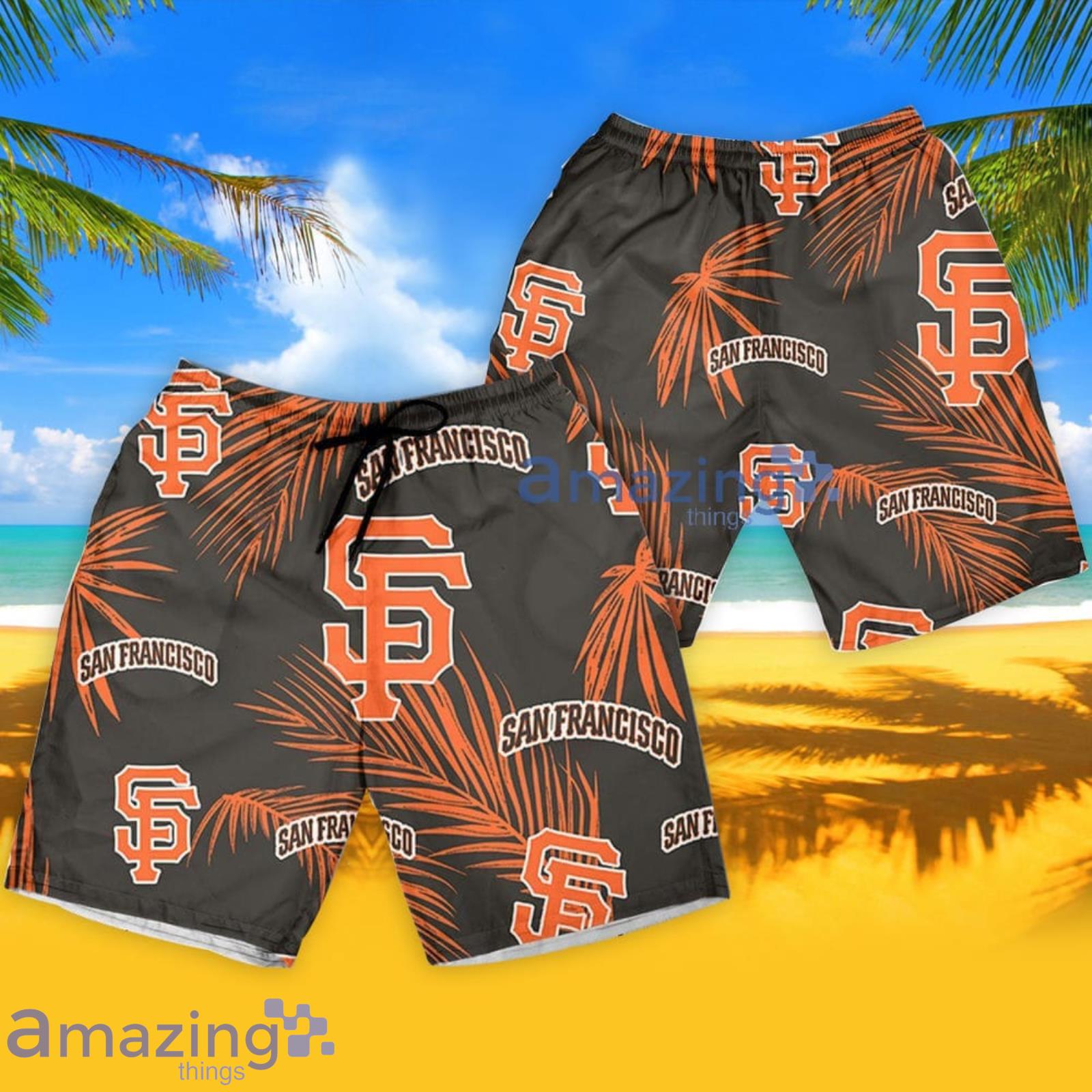 San Francisco Giants Palm Leaves Pattern Tropical Hawaiian Shirt And Shorts  Summer Gift For Fans