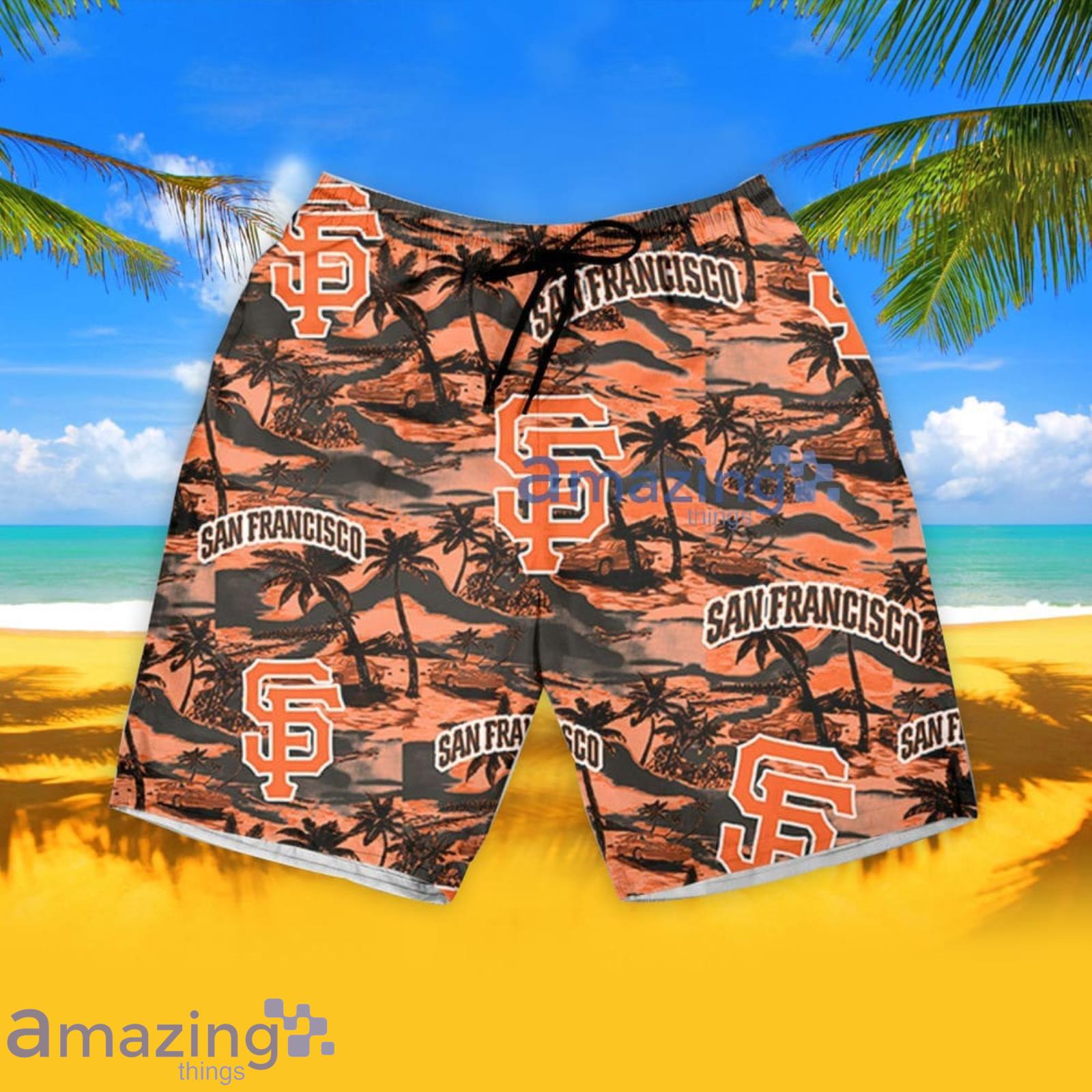 San Francisco Giants Sea Island Pattern Hawaiian Shirt And Shorts Summer  Gift For Giants Fans