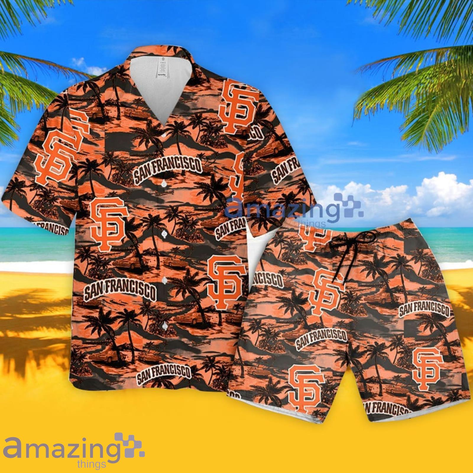 San Francisco Giants Sea Island Pattern Hawaiian Shirt And Shorts Summer  Gift For Giants Fans