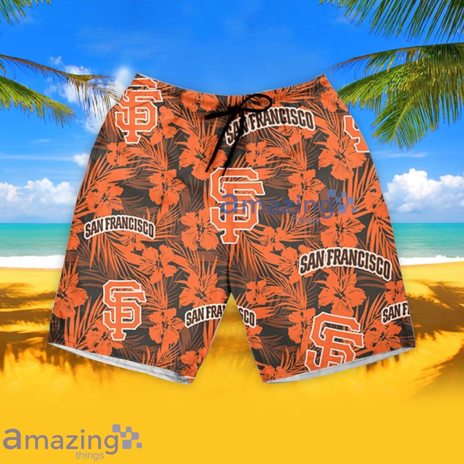 San Francisco Giants Baseball Floral Big Flower Pattern Hawaiian Shirt And  Shorts Summer Vacation Gift