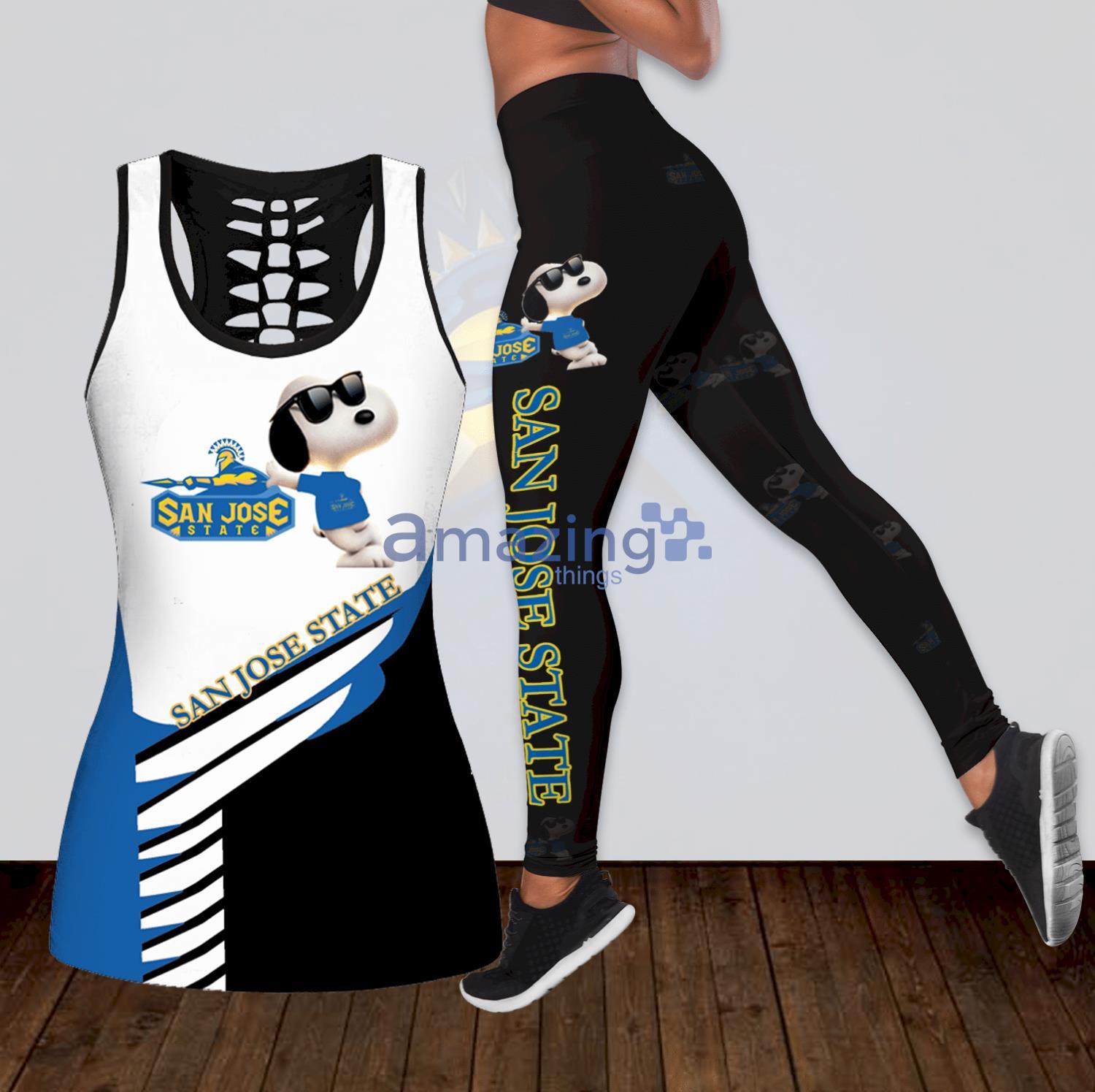 San Jose State Spartans Snoopy Combo Hollow Tanktop And Leggings For Women Product Photo 1