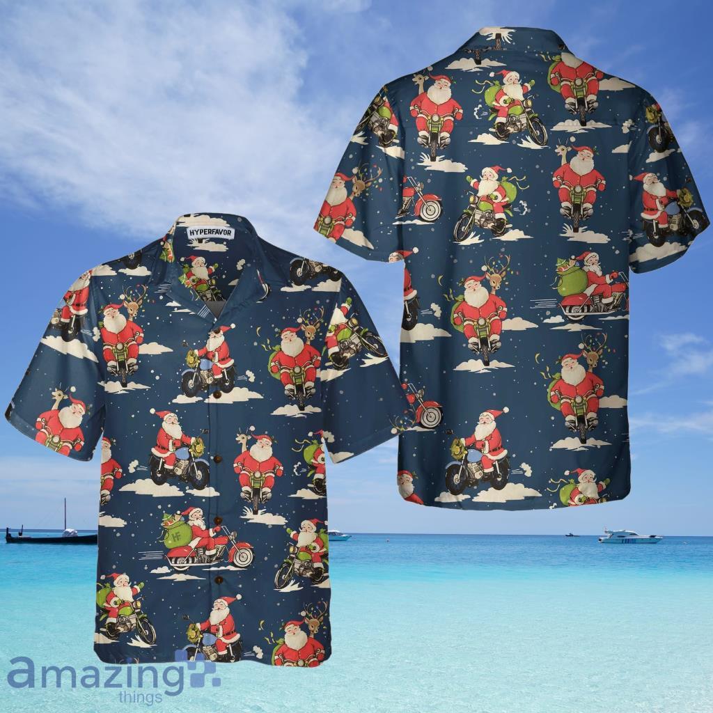 Santa Riding Motorcycle Christmas Hawaiian Shirt For Men, Best Motorcycle Gift For Christmas - Santa Riding Motorcycle Christmas Hawaiian Shirt For Men, Best Motorcycle Gift For Christmas