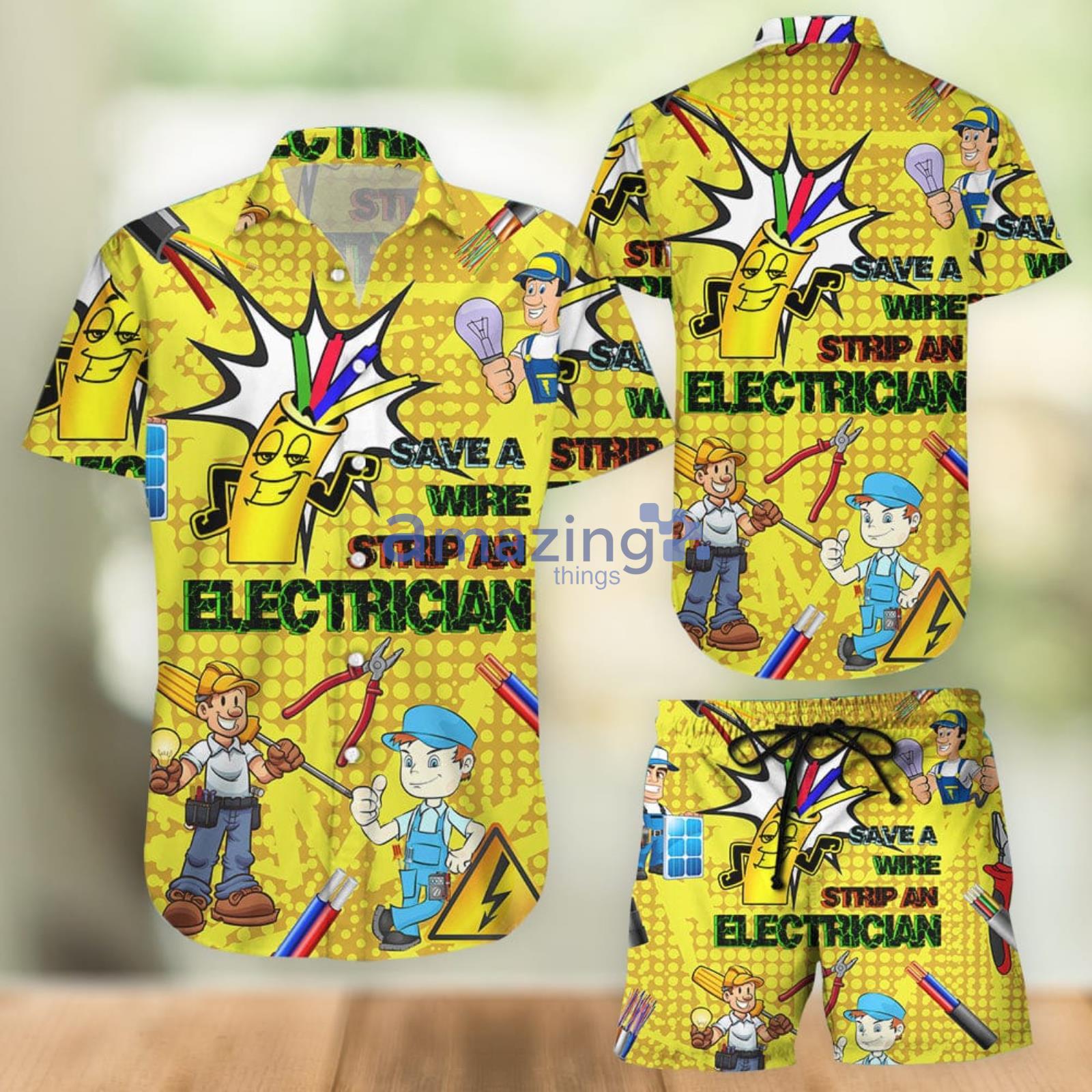 Save A Wire Stip An Electrician Unisex Combo Hawaiian Shirt And Shorts Summer Set Holiday Gift Product Photo 1