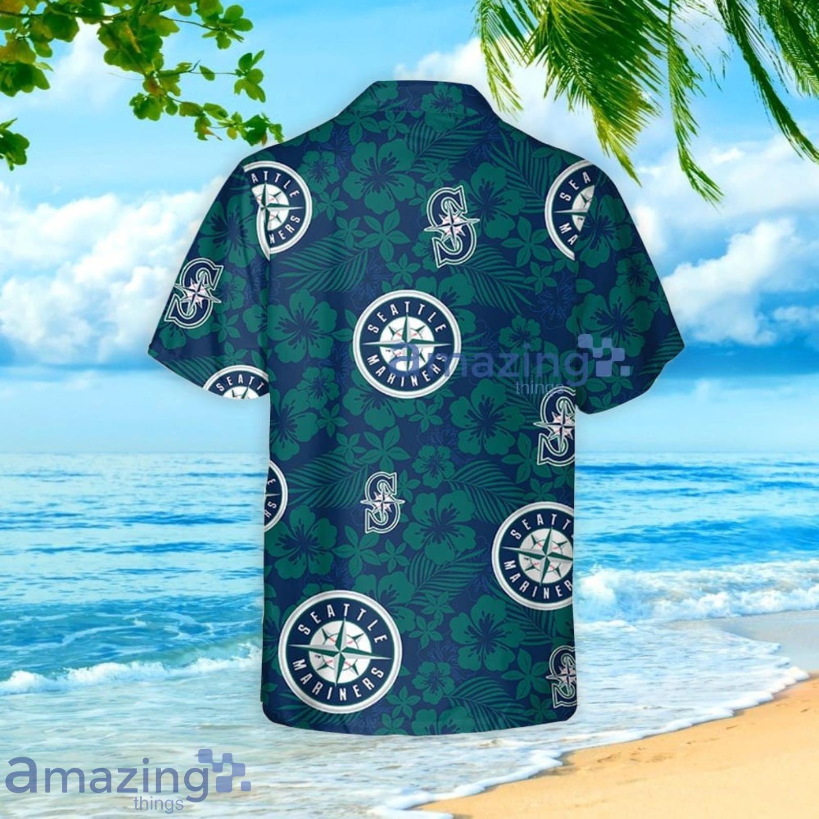 Seattle Mariners Hibiscus Seamless Pattern Hawaiian Shirt And Shorts Summer Gift For Mariners Fans image Seattle Mariners Hibiscus Seamless Pattern Hawaiian Shirt And Shorts Summer Gift For Mariners Fans Product Photo 3