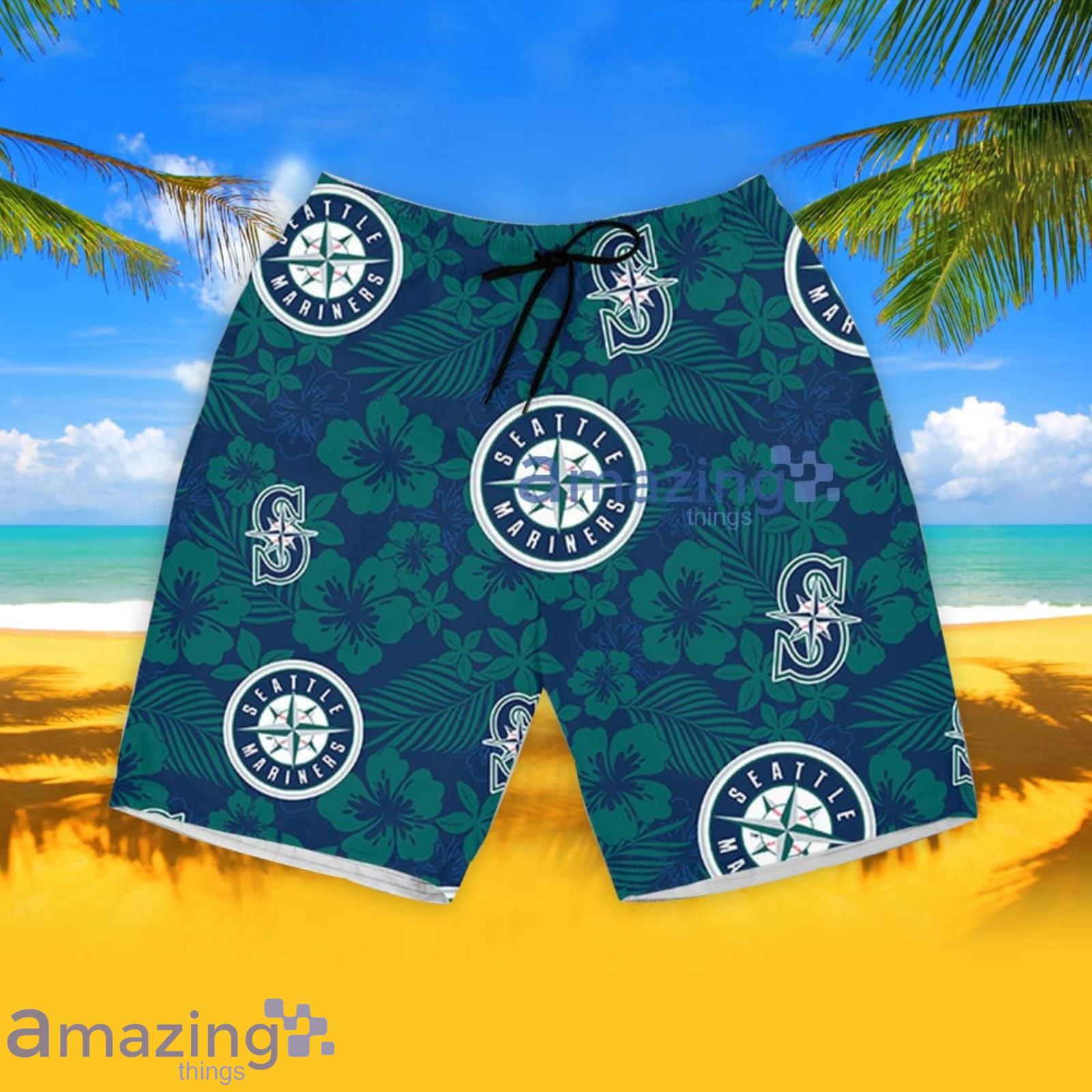 Seattle Mariners Hibiscus Seamless Pattern Hawaiian Shirt And Shorts Summer Gift For Mariners Fans image Seattle Mariners Hibiscus Seamless Pattern Hawaiian Shirt And Shorts Summer Gift For Mariners Fans Product Photo 5