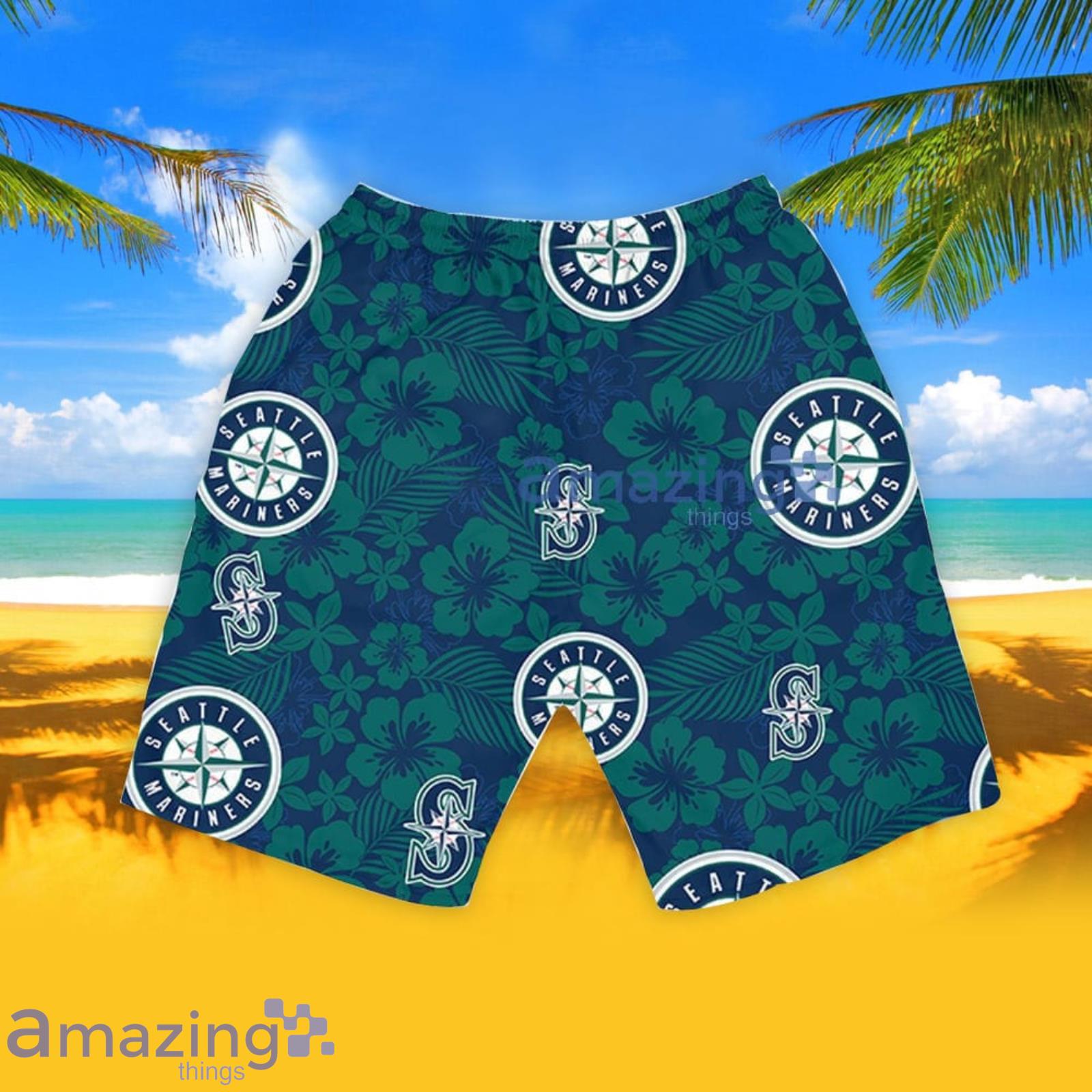 Seattle Mariners Hibiscus Seamless Pattern Hawaiian Shirt And Shorts Summer Gift For Mariners Fans image Seattle Mariners Hibiscus Seamless Pattern Hawaiian Shirt And Shorts Summer Gift For Mariners Fans Product Photo 6