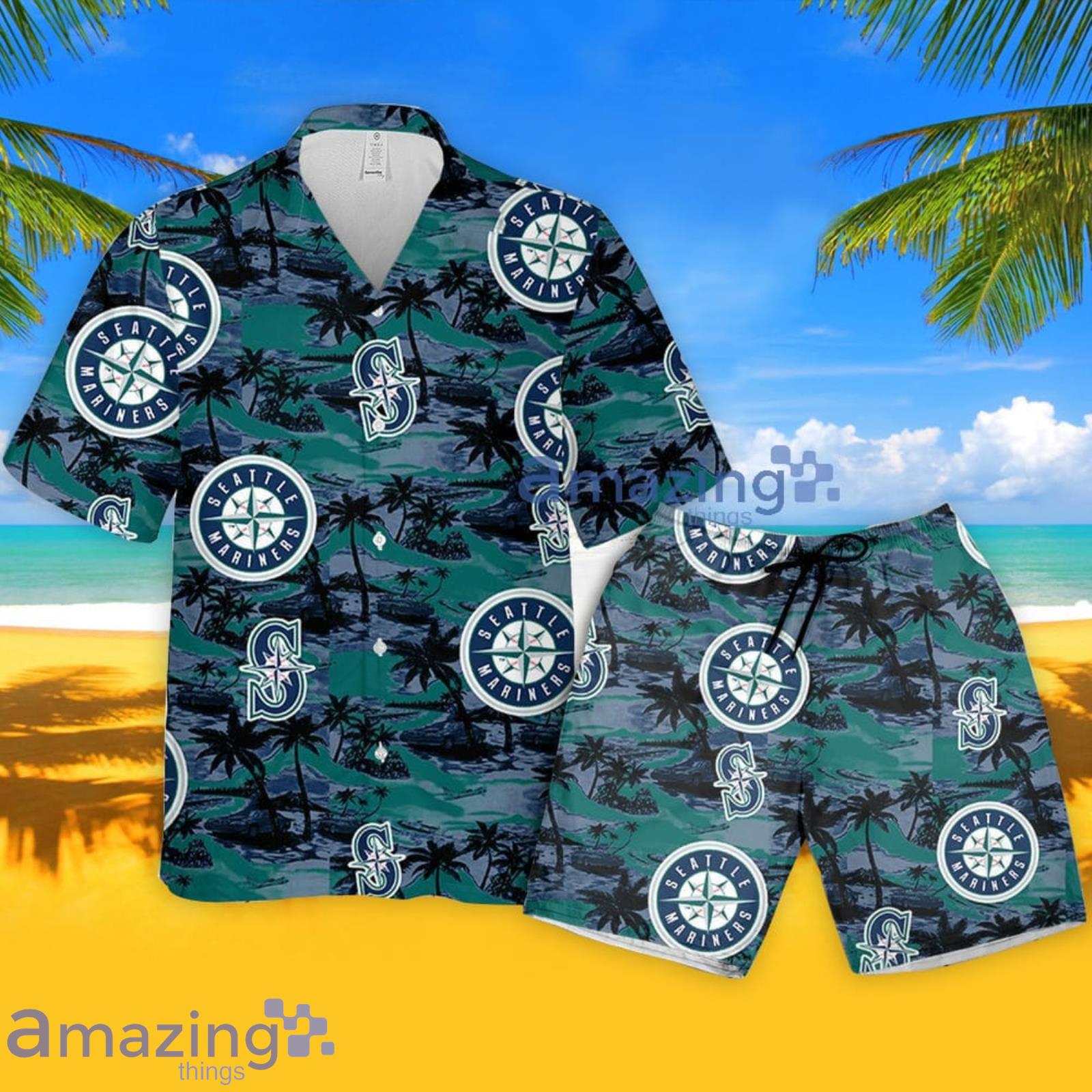 Seattle Mariners Hawaiian Shirt Island Pattern Summer Beach Gift