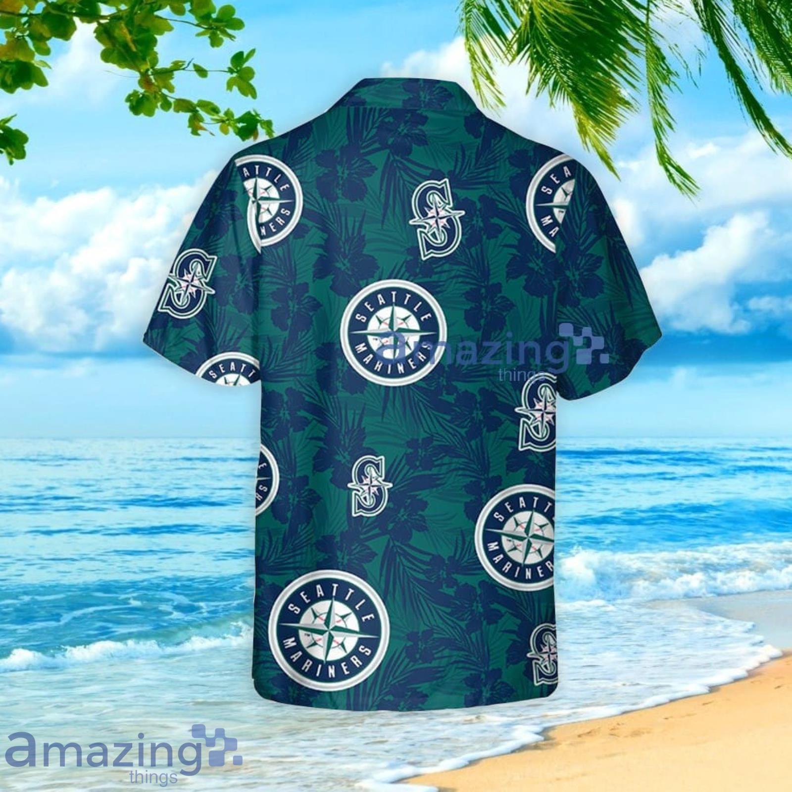 Seattle Mariners Hawaiian Shirt Tropical Flower Pattern All Over