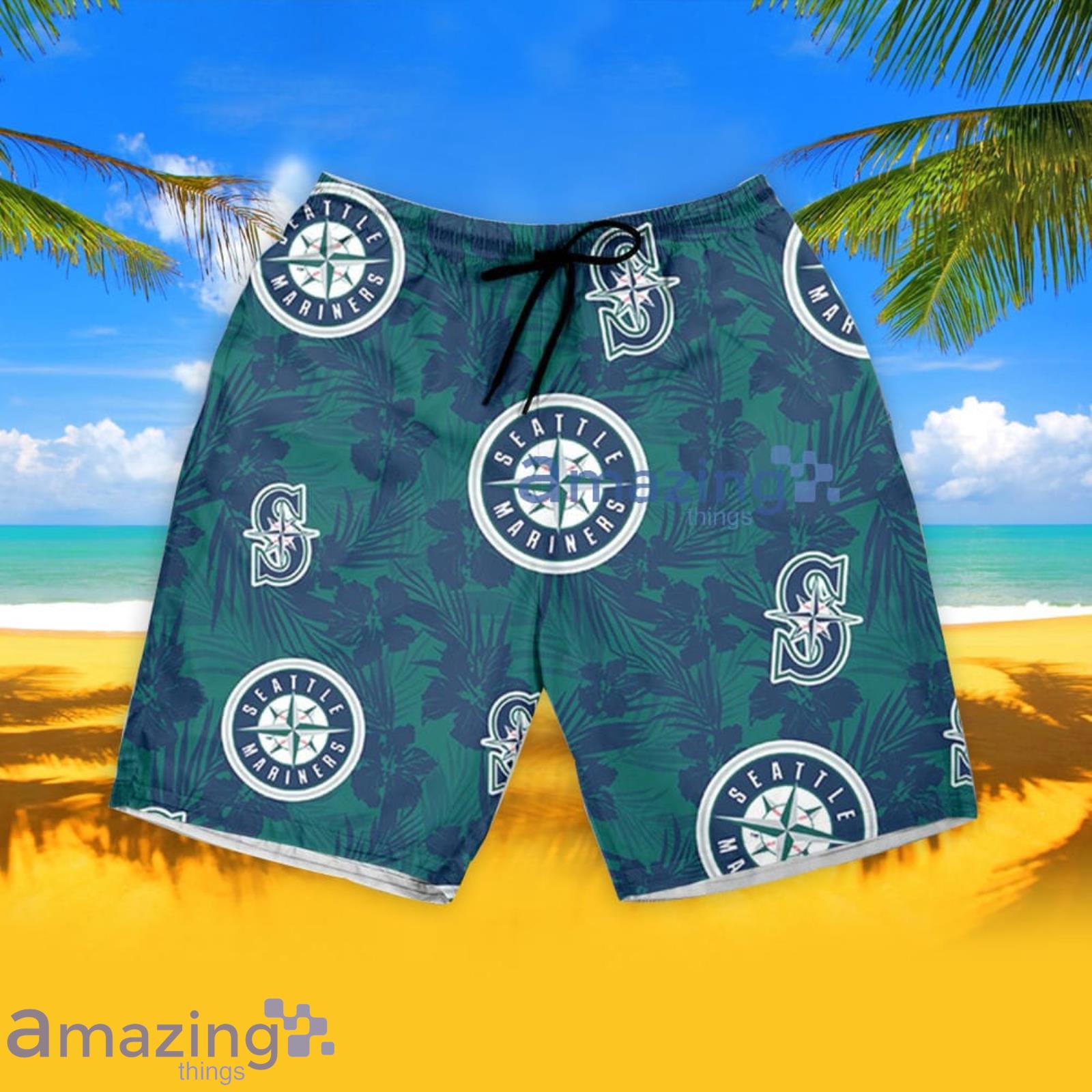 Seattle Mariners Hawaiian Shirt Tropical Flower Pattern All Over