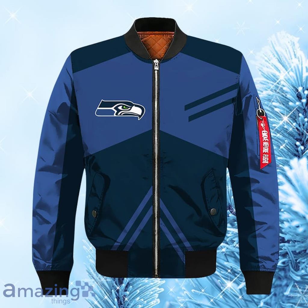 Seattle Seahawks NFL Blue Bomber Jacket 3D - Seattle Seahawks NFL Blue Bomber Jacket 3D