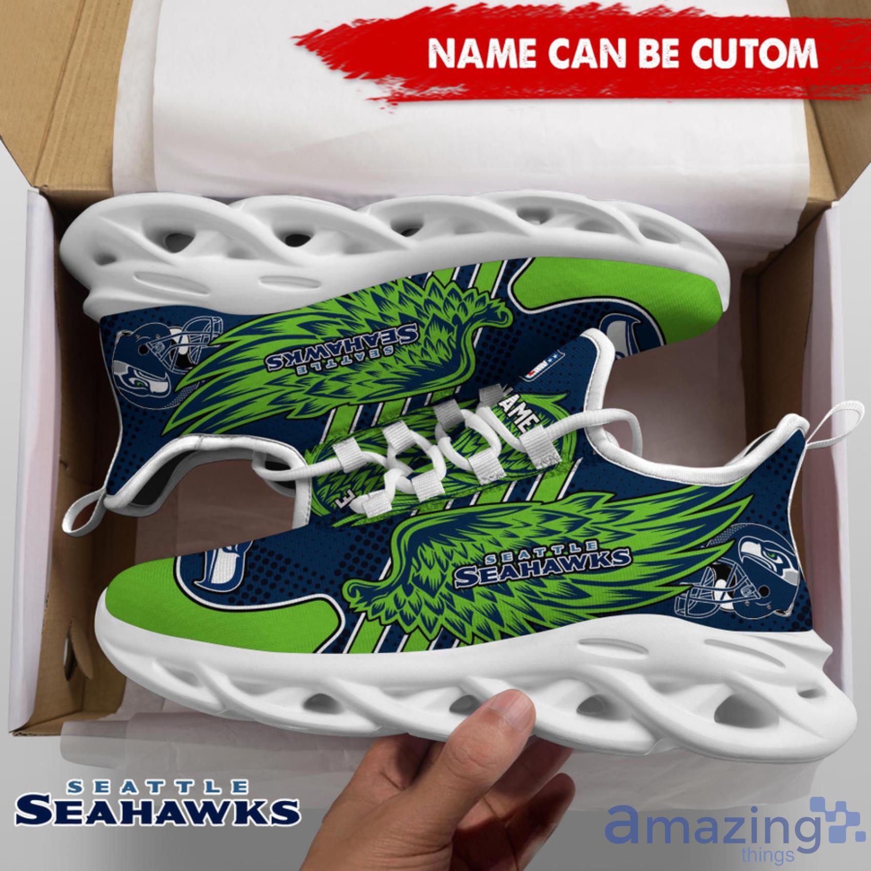 Seattle Seahawks NFL Custom Name Angle Wings Max Soul Shoes For Men Women image Seattle Seahawks NFL Custom Name Angle Wings Max Soul Shoes For Men Women Product Photo 4