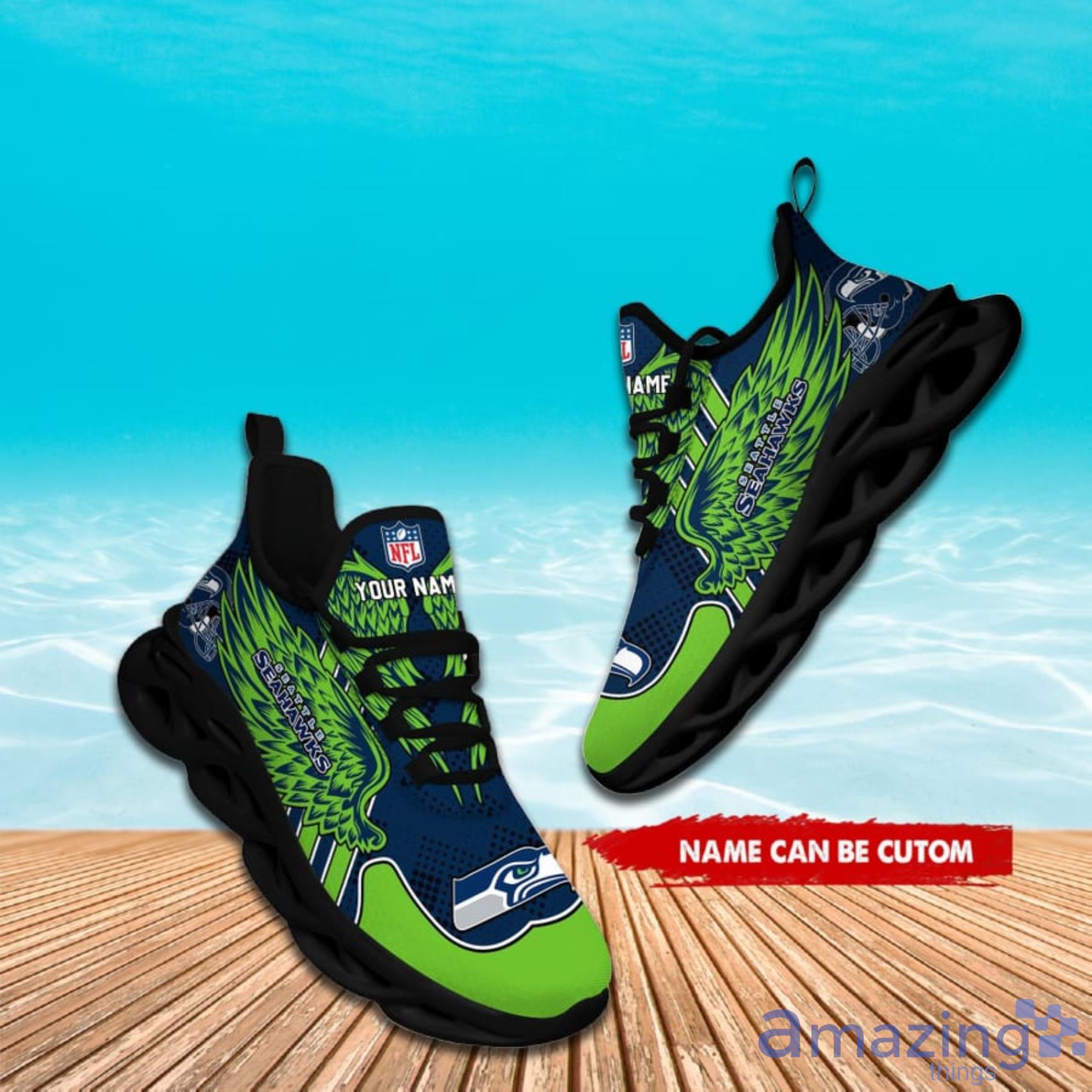 Seattle Seahawks NFL Custom Name Angle Wings Max Soul Shoes For Men Women image Seattle Seahawks NFL Custom Name Angle Wings Max Soul Shoes For Men Women Product Photo 6