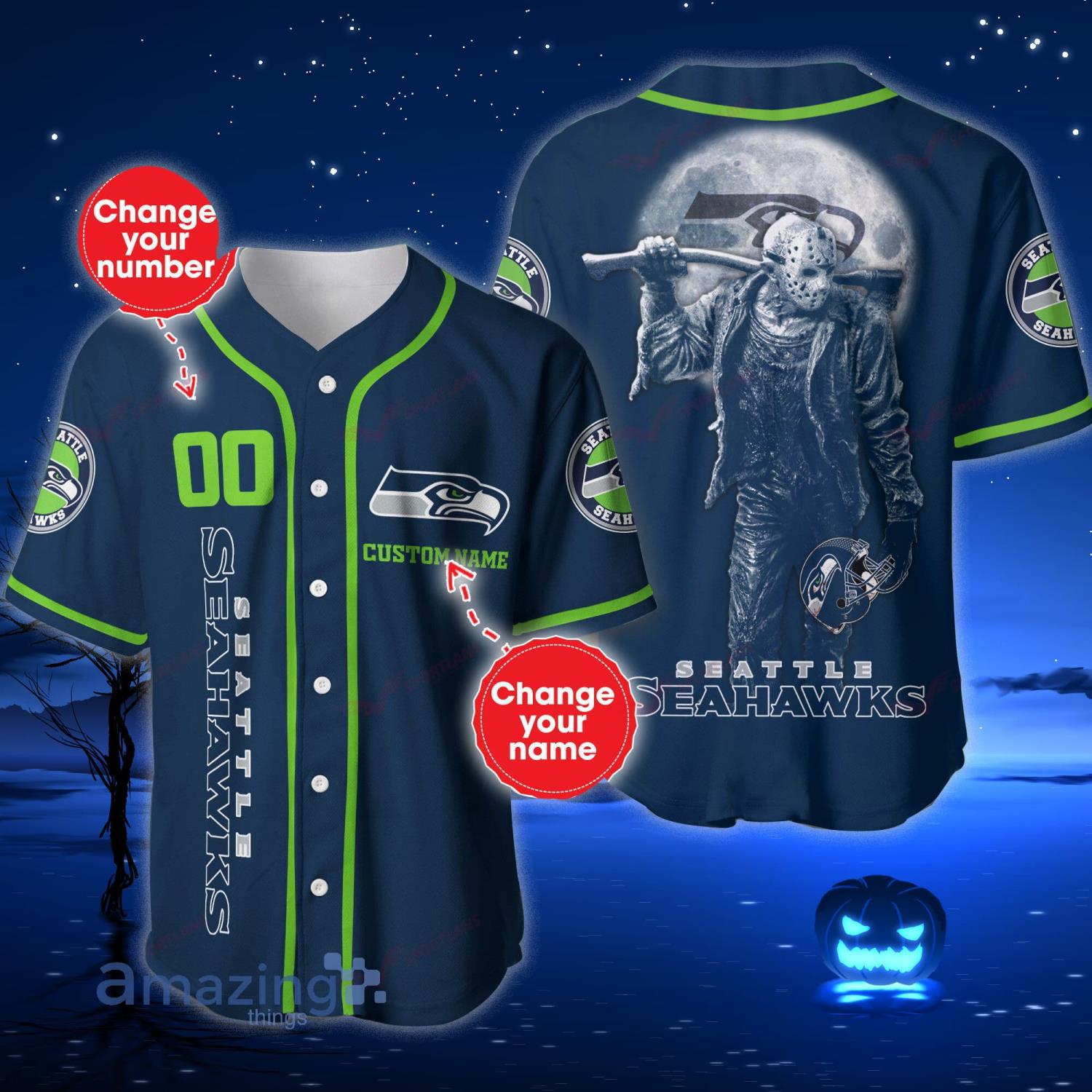 Seattle Seahawks NFL Jason Voorhees Custom Name And Number