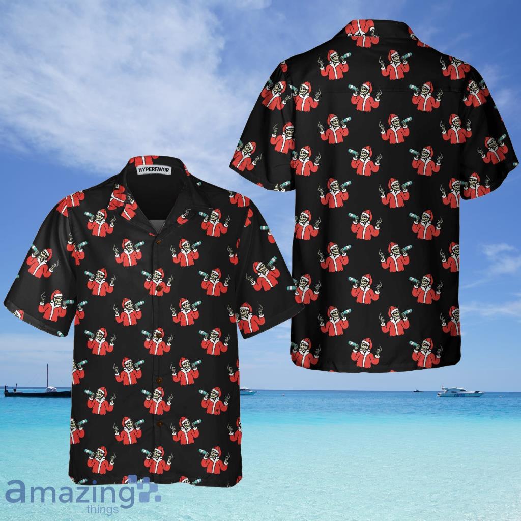 Skeleton Drinking In Santa Costume Hawaiian Shirt, Funny Santa Claus Christmas Shirt, Gift For Christmas - Skeleton Drinking In Santa Costume Hawaiian Shirt, Funny Santa Claus Christmas Shirt, Gift For Christmas