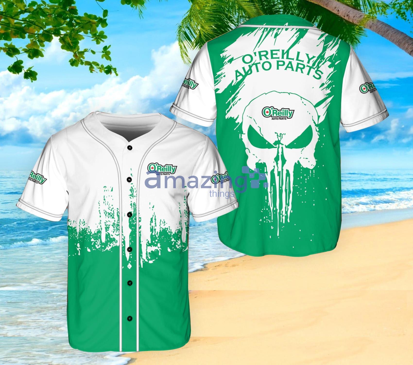 Skull O'reilly Auto Parts All Over Printed Baseball Jersey Shirt Product Photo 1