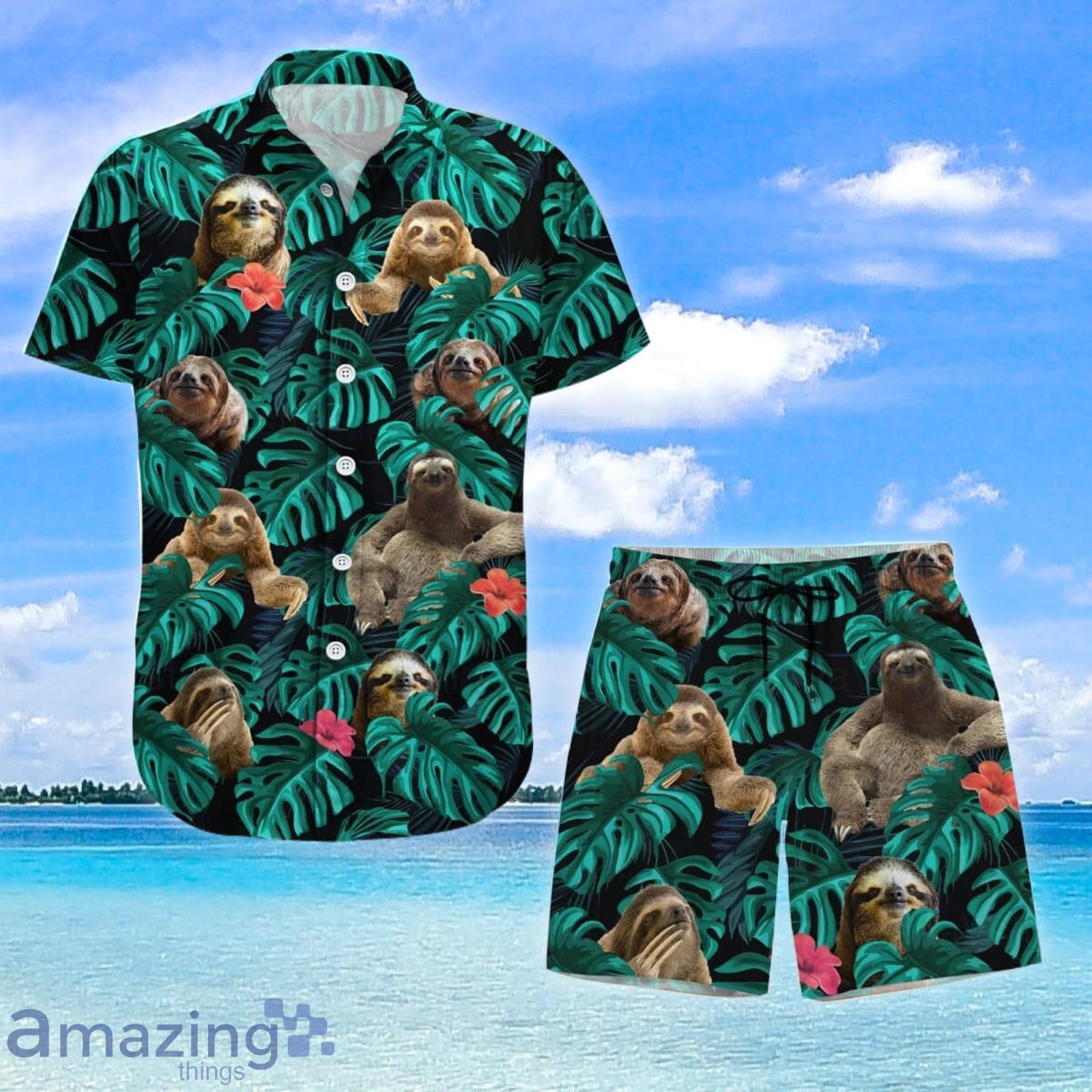 Sloth Hawaiian Shirt And Shorts Short Sloth Shirt For Men Sloth Button Up Shirt Product Photo 1
