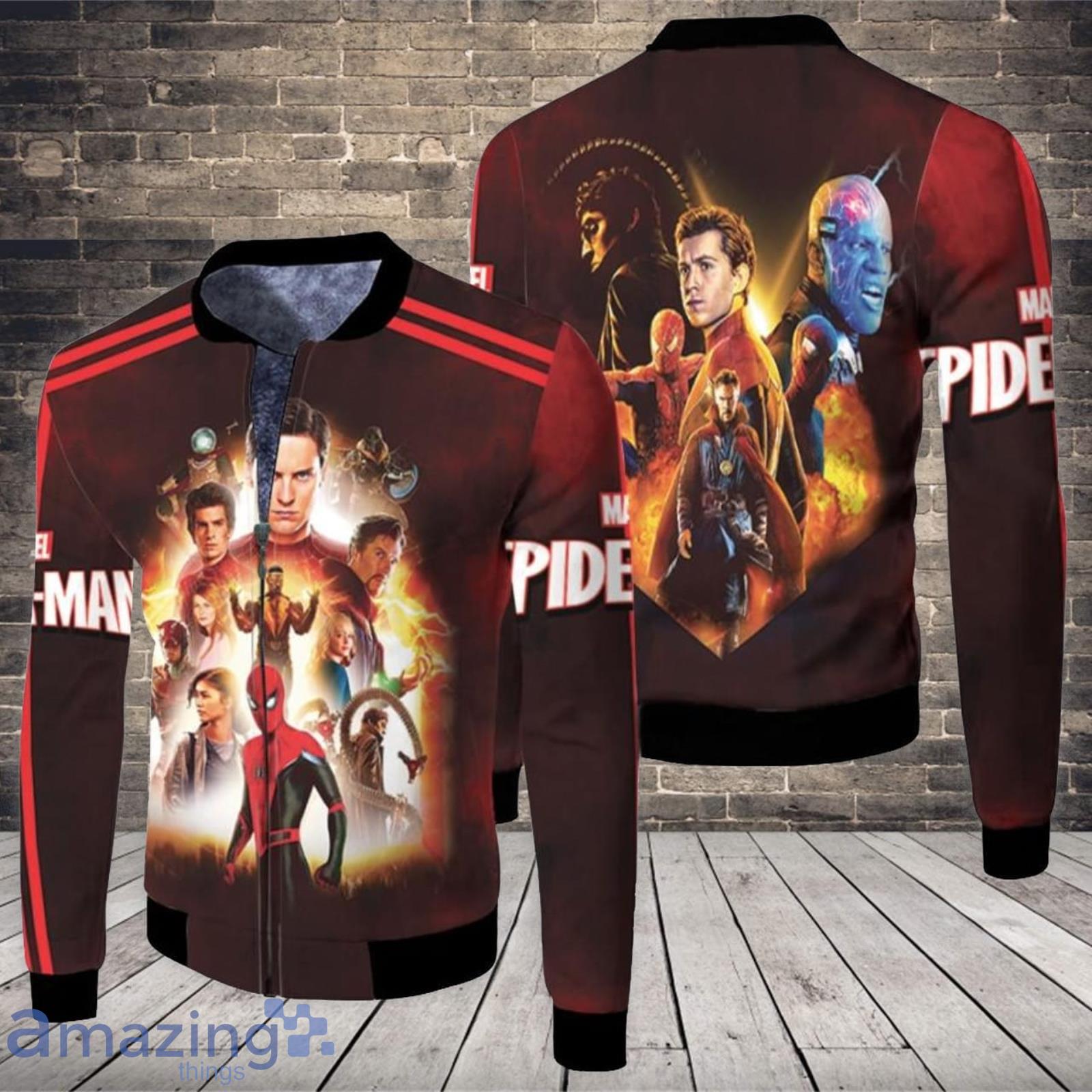 Spider Man No Way Home Three Spiders Colabs Saving Multiverse Gift For Spider Man Fans 3D All Over Printed Fleece Bomber Jacket Product Photo 1 Spider Man No Way Home Three Spiders Colabs Saving Multiverse Gift For Spider Man Fans 3D All Over Printed Fleece Bomber Jacket Product Photo 1
