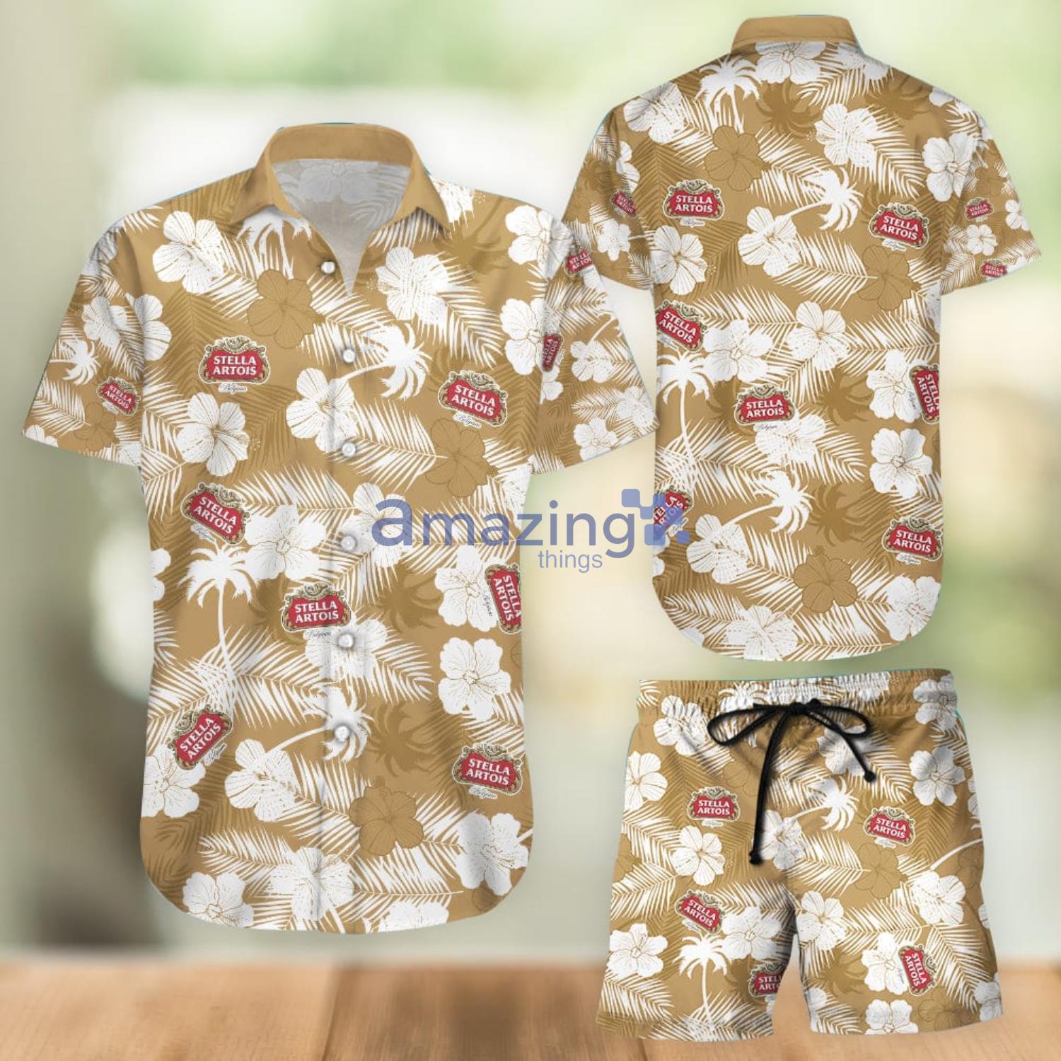 Stella Artois Beer Floral Hawaiian Shirt And Shorts Gift For Summer Vacation Product Photo 1