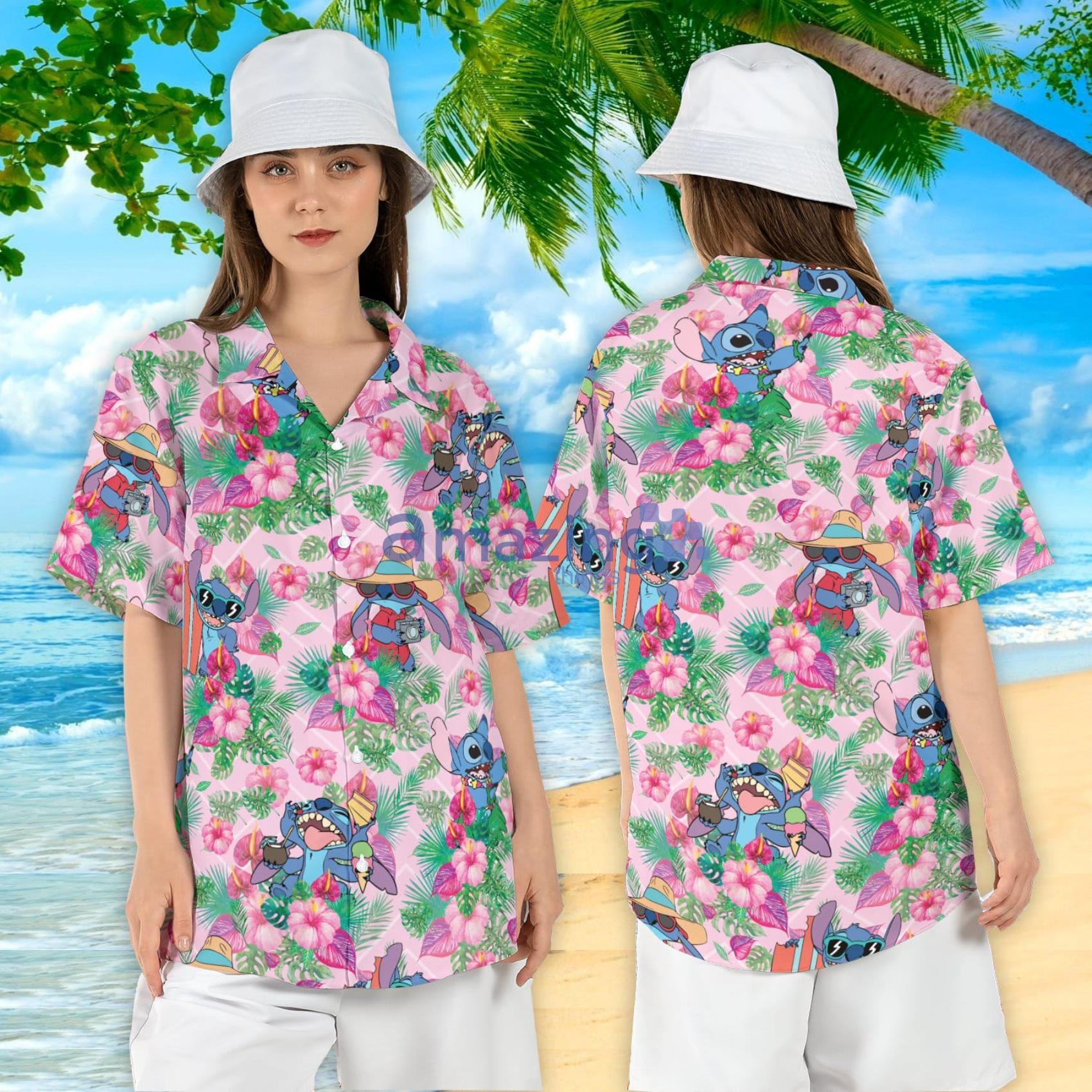 Stitch Hibiscus Hawaiian Shirt Stitch Summer Disneyland Vacation Short Sleeve Shirt Stitch Beach Tropical Aloha Shirt Product Photo 1