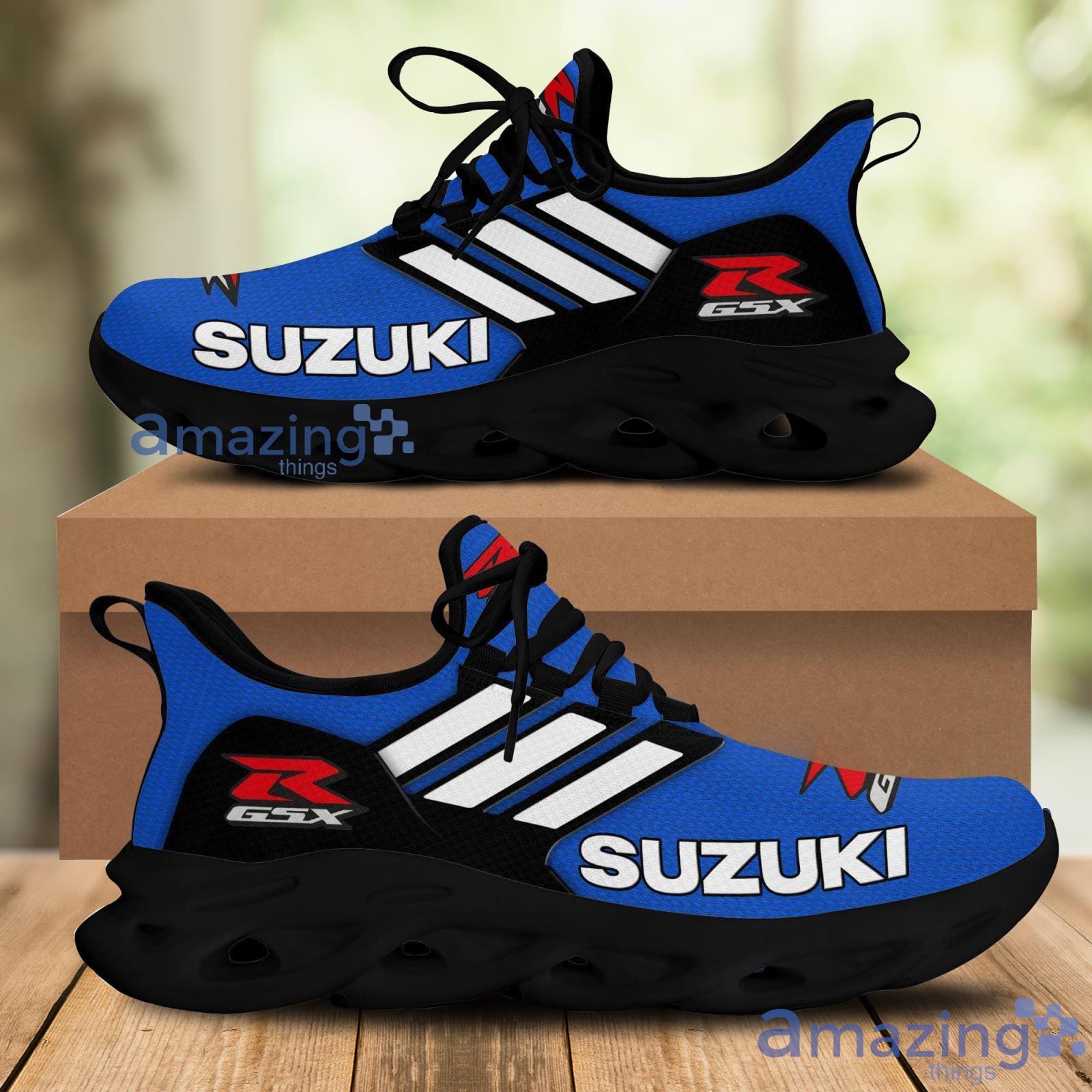 Suzuki White Striped Blue Chunky Running Sneakers Max Soul Shoes Sport Gift For Men And Women Product Photo 1