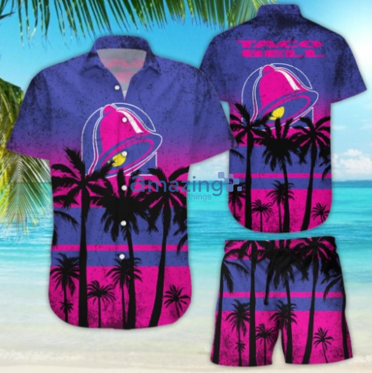 Taco Bell v4 Tropical Flower Aloha Combo Hawaiian Shirt And Shorts Gift For Summer Vacation Product Photo 1