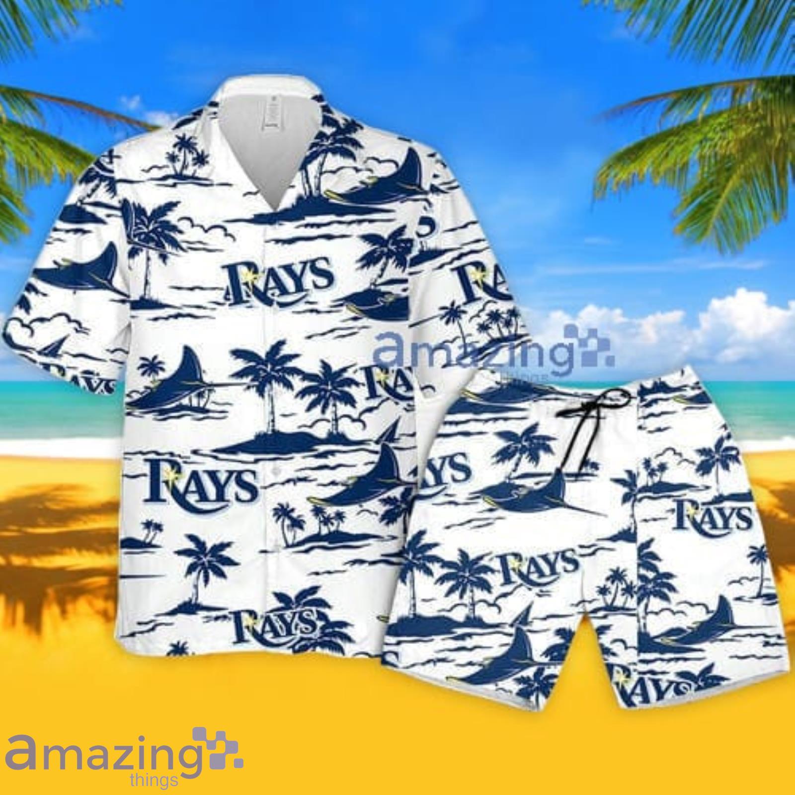 Tampa Bay Rays Beach Pattern Hawaiian Shirt And Shorts Summer Gift For Rays Fans Product Photo 1