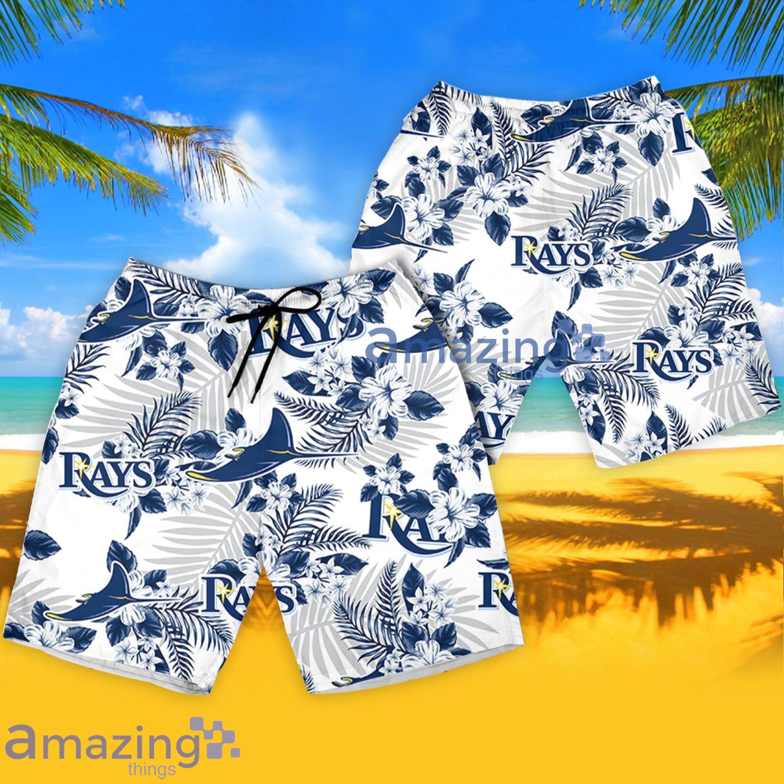 Tampa Bay Rays Flowers Pattern Hawaiian Shirt And Shorts Summer Gift For Rays Fans image Tampa Bay Rays Flowers Pattern Hawaiian Shirt And Shorts Summer Gift For Rays Fans Product Photo 4