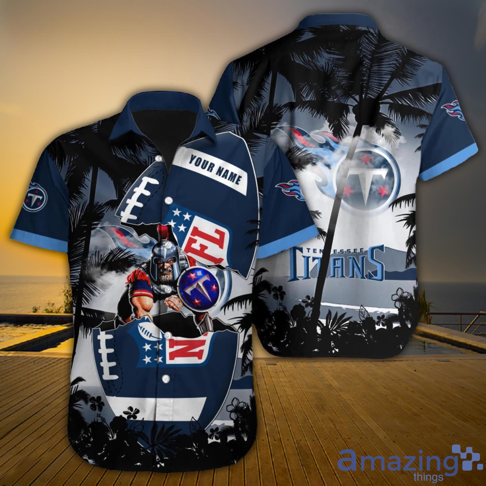 Tennessee Titans NFL Custom Name Mascot In Bronken Ball Tropical Hawaiian Shirt Product Photo 1
