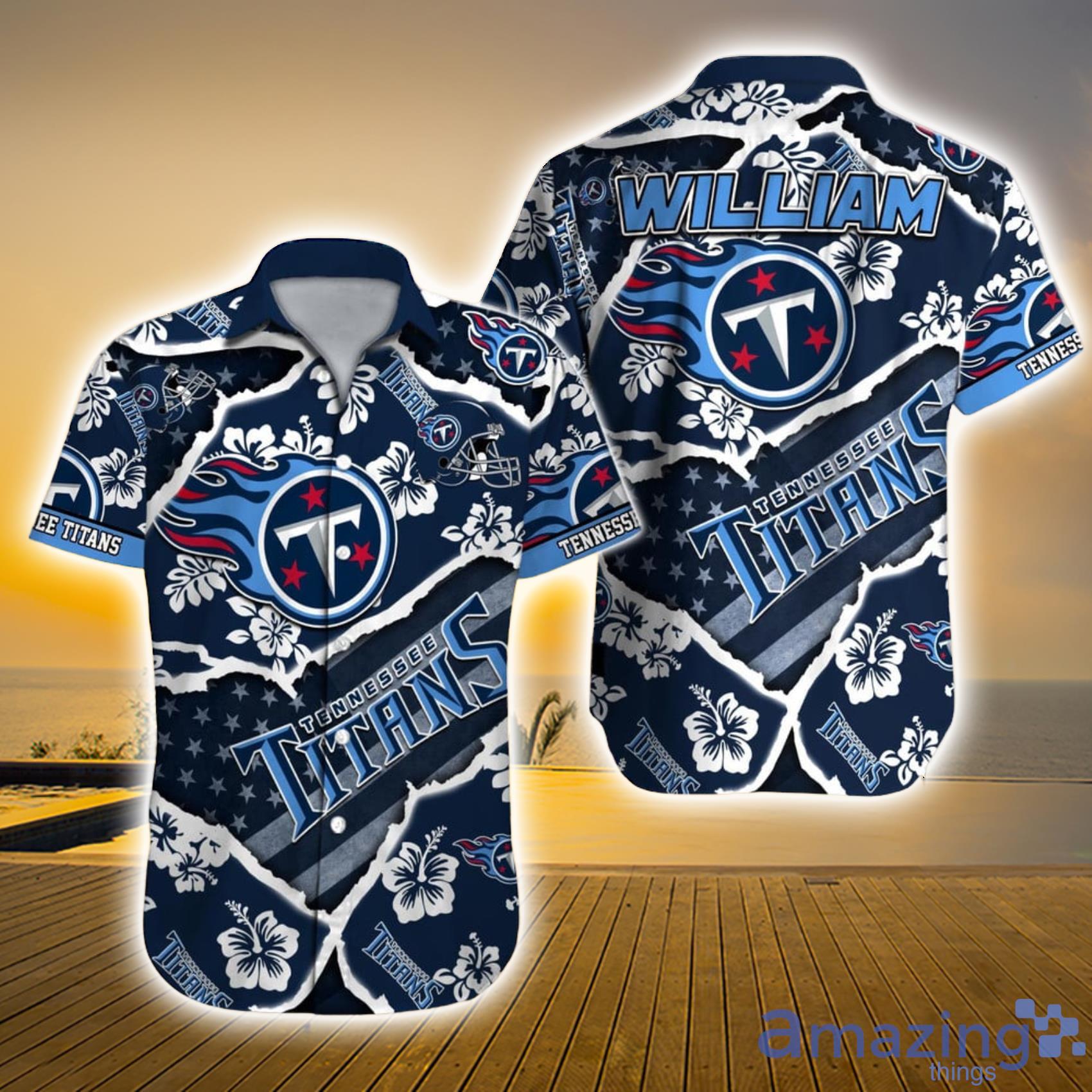Tennessee Titans NFL Custom Name Scratch Texture Tropical Hawaiian Shirt Product Photo 1