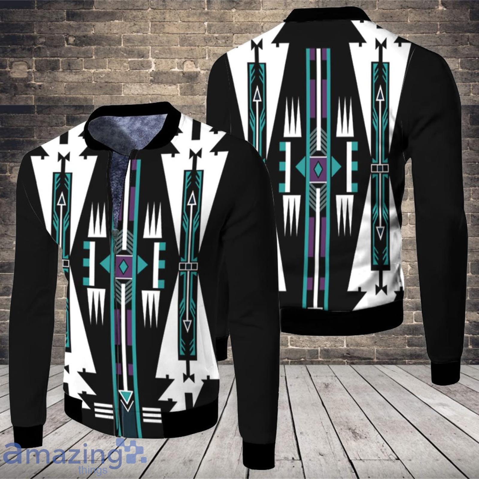 The Native American Costume Pattern Blue Fleece 3D All Over Printed Fleece Bomber Jacket Product Photo 1 The Native American Costume Pattern Blue Fleece 3D All Over Printed Fleece Bomber Jacket Product Photo 1