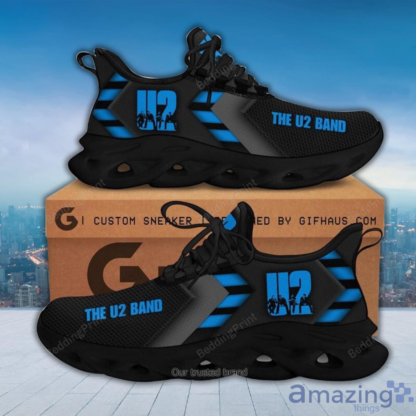 The U2 Band Black Mix Blue AOP Print Max Soul Shoes For Men And Women Product Photo 1