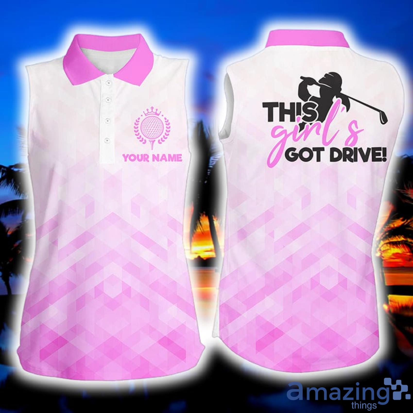 This Girl's Got Drive Custom Name Light Purple Pattern Golf Shirts For Women Product Photo 1