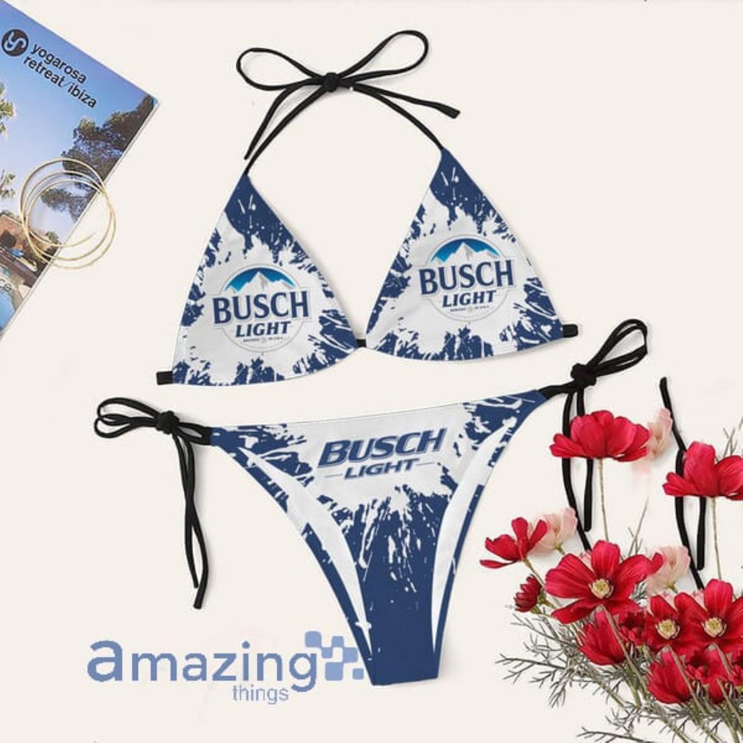 Tie Dye Busch Light Triangle String Bikini Swimsuit Summer Gift