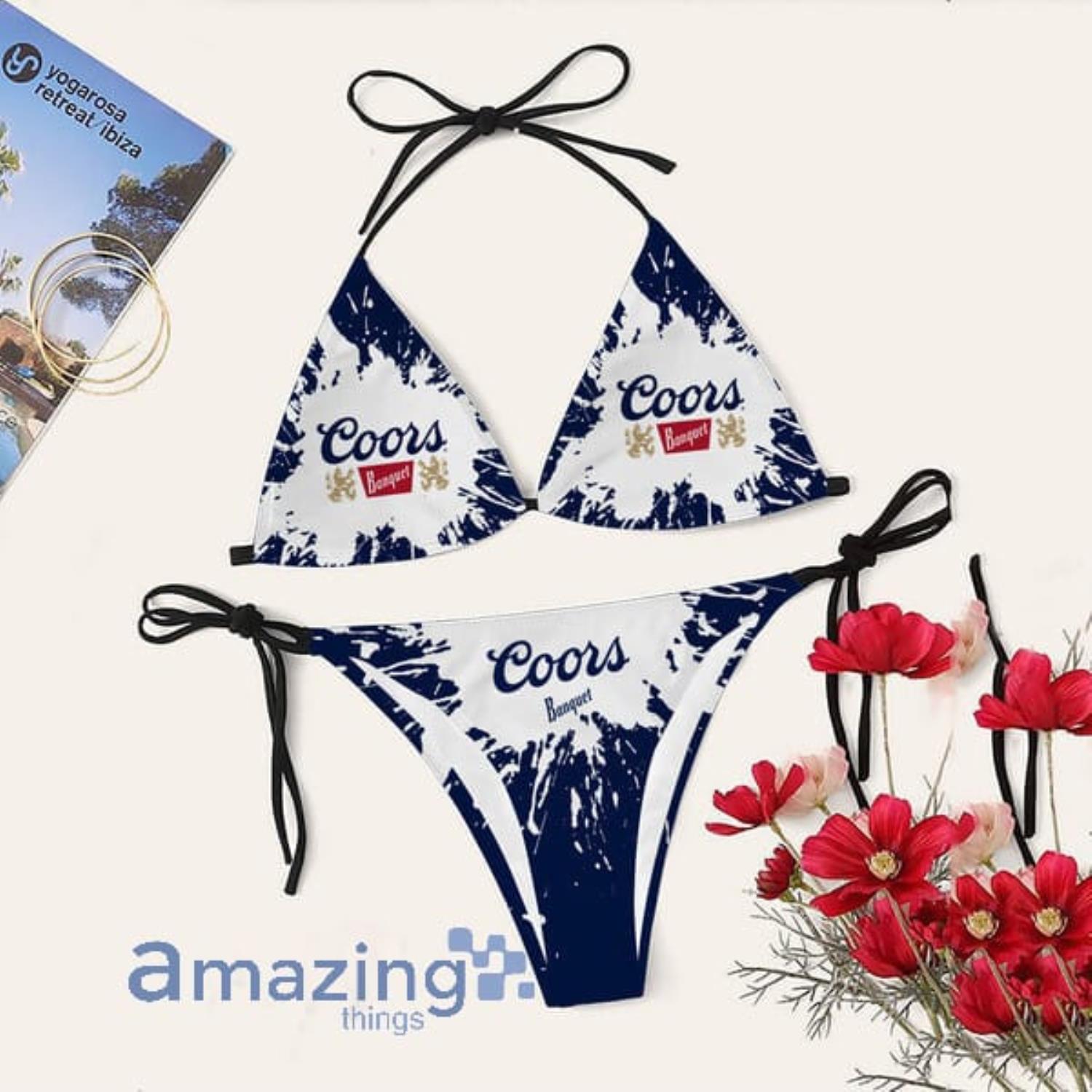 Tie Dye Coors Banquet Triangle String Bikini Swimsuit Summer Gift