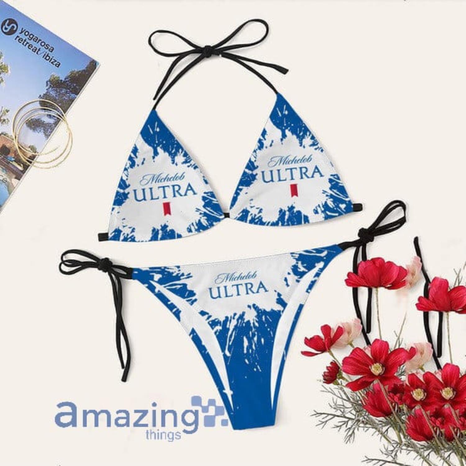 Tie Dye Michelob ULTRA Triangle String Bikini Swimsuit Summer Gift