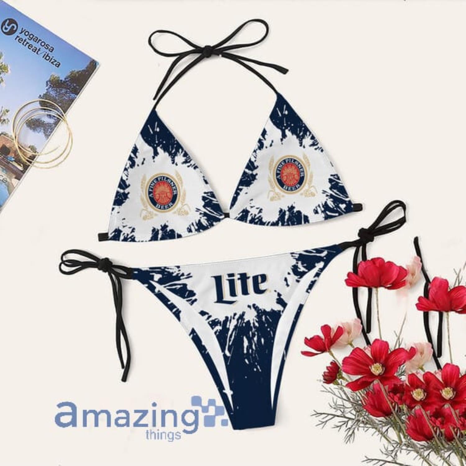 Tie Dye Miller Lite Triangle String Bikini Swimsuit Summer Gift