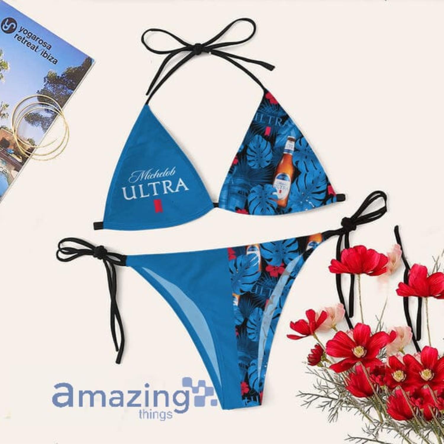 Tropical Floral Michelob ULTRA Triangle String Bikini Swimsuit