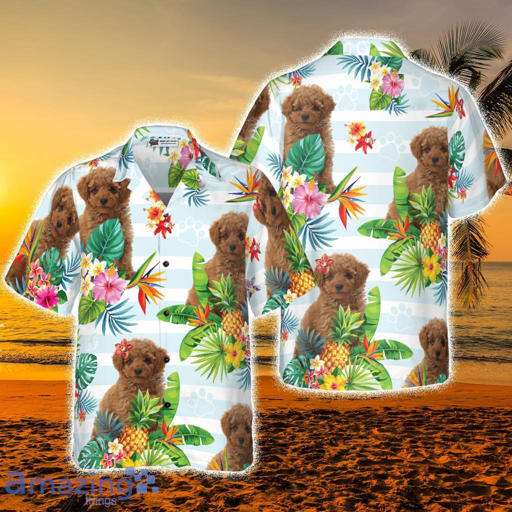 Tropical Flower With Poodle Hawaiian Shirt - Tropical Flower With Poodle Hawaiian Shirt