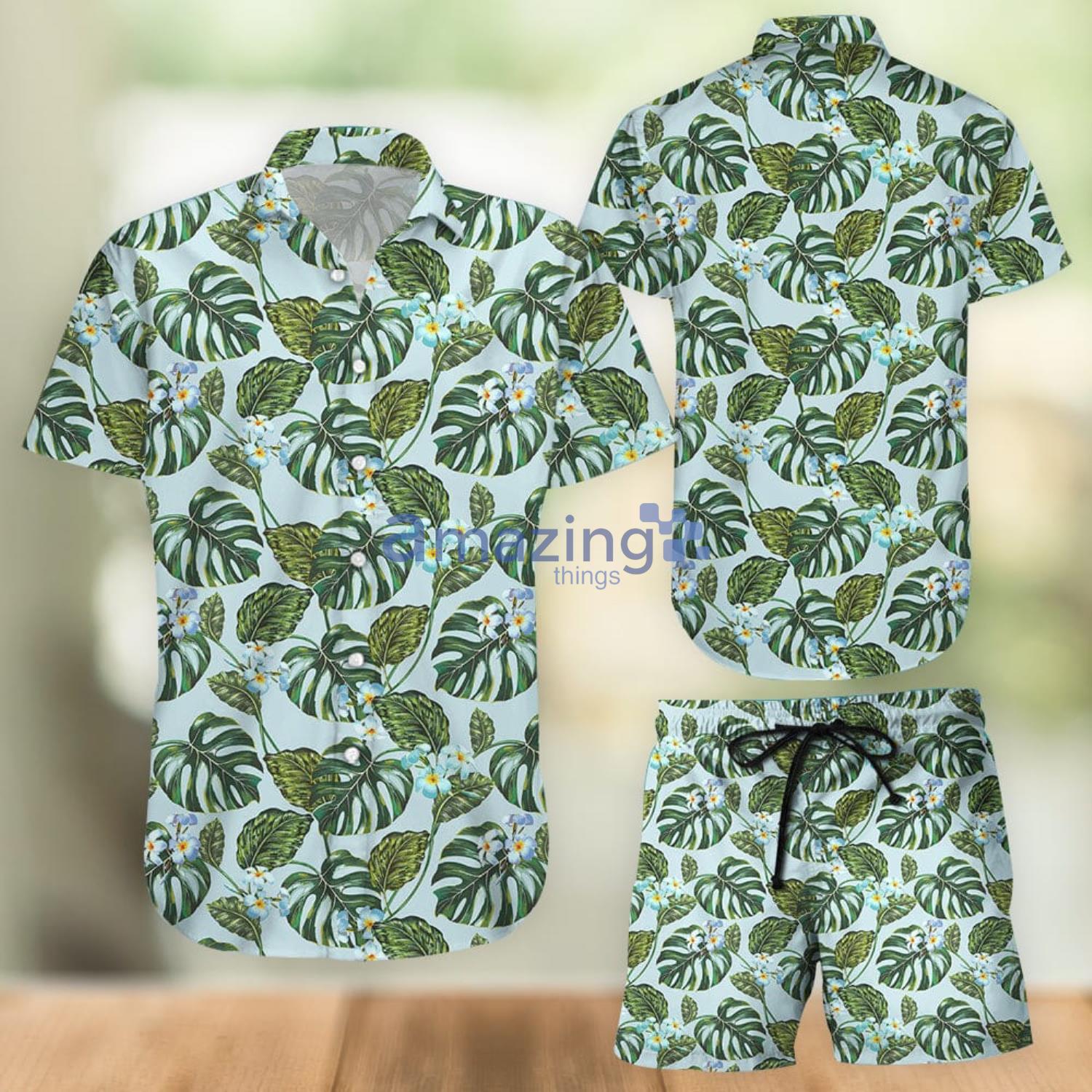 Tropical Flowers Monstera Leaf Hawaiian Shirt And Shorts Gift For Summer Vacation Product Photo 1