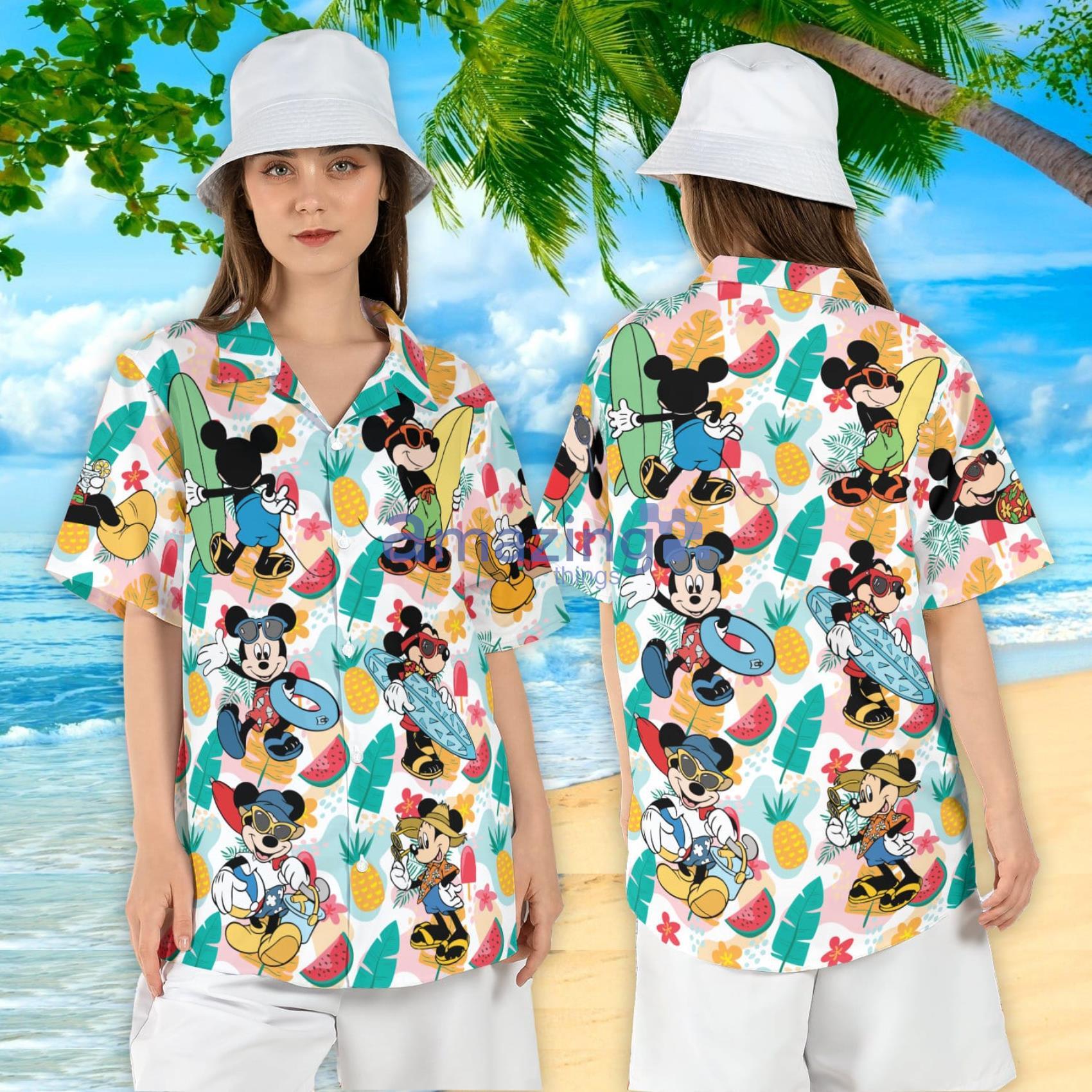 Tropical Mickey Surf Hawaiian Shirt Disneyworld Summer Aloha Shirt Mickey Mouse Beach Disneyland Vacation Button Up Shirt Product Photo 1