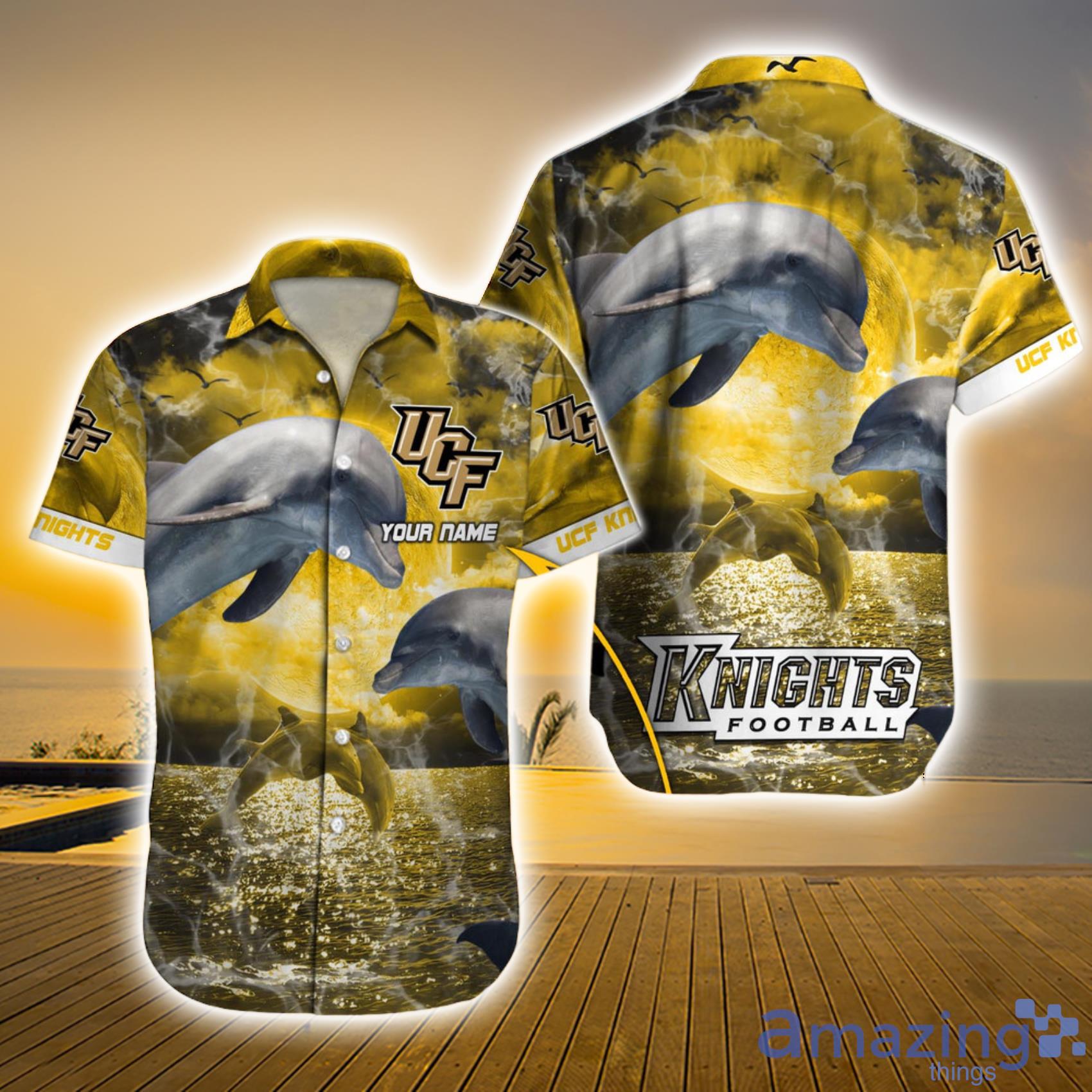 UCF Knights NCAA Cute Dolphin And Ocean Custom Name Hawiian Shirt For Men And Women Product Photo 1