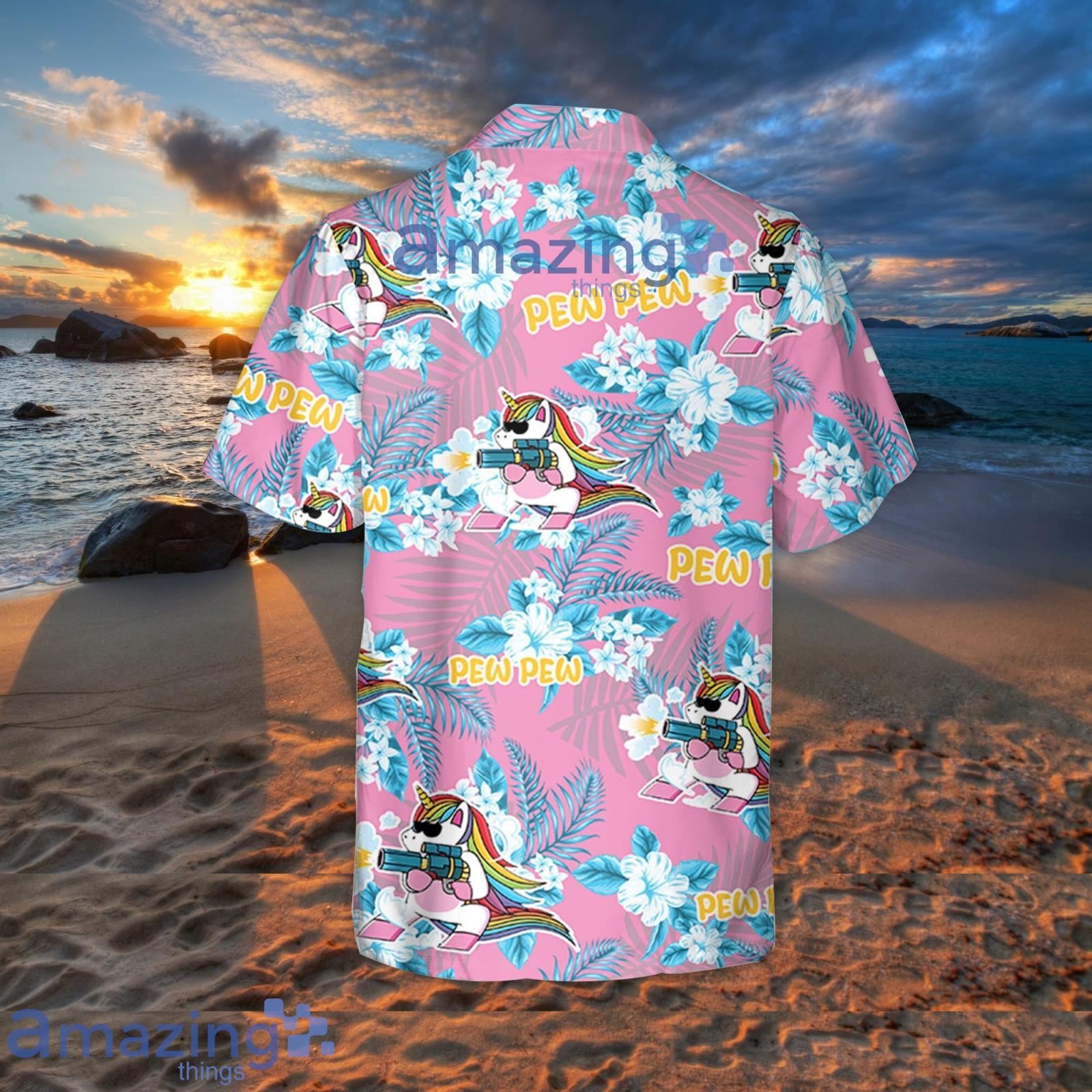 Unicon Pew Pew Flowers Pattern Hawaiian Shirt Summer Gift For Beer Lover image Unicon Pew Pew Flowers Pattern Hawaiian Shirt Summer Gift For Beer Lover Product Photo 3