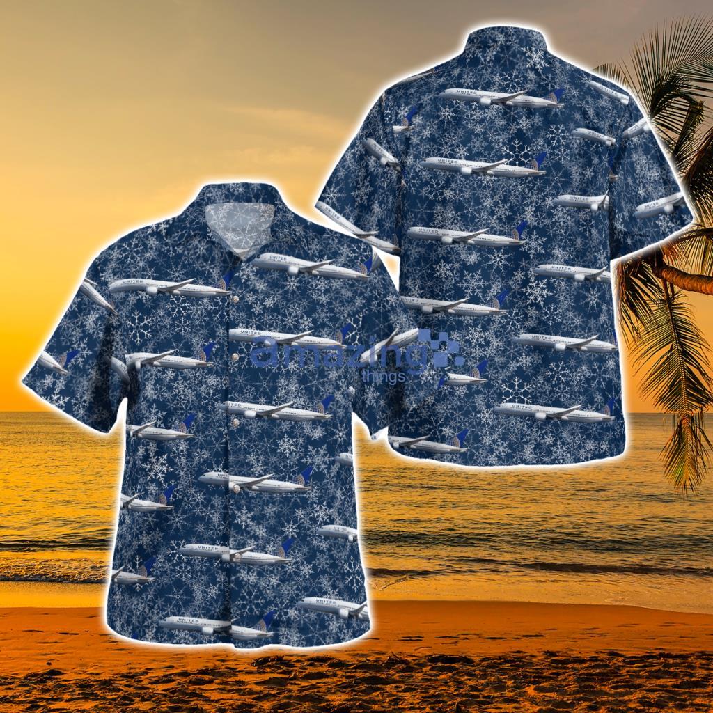 United Airlines Boeing 787-9 Dreamliner Holiday Hawaiian Shirt - United Airlines Boeing 787-9 Dreamliner Holiday Hawaiian Shirt