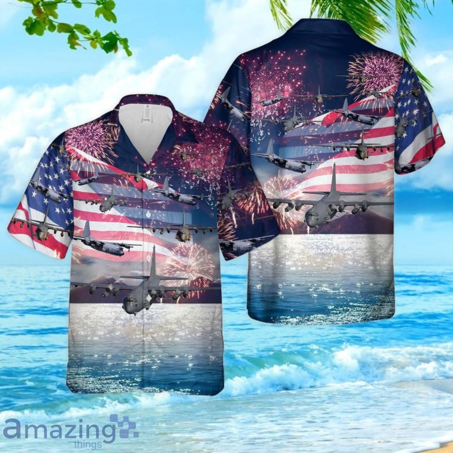 US Air Force Lockheed AC-130 Aloha Summer Gift 4th Of July Hawaiian Shirt Product Photo 1